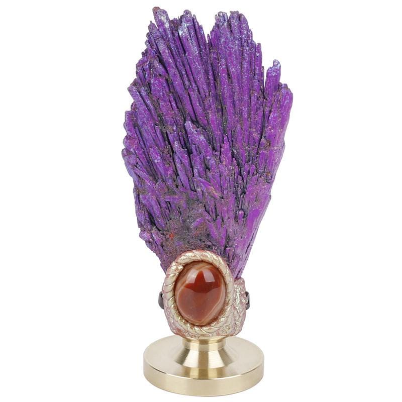 Natural Peacock Kyanite Crystal, Aura Kyanite Peacock Feather, Rainbow Peacock Titanium Kyanite Blades, Kyanite Specimen