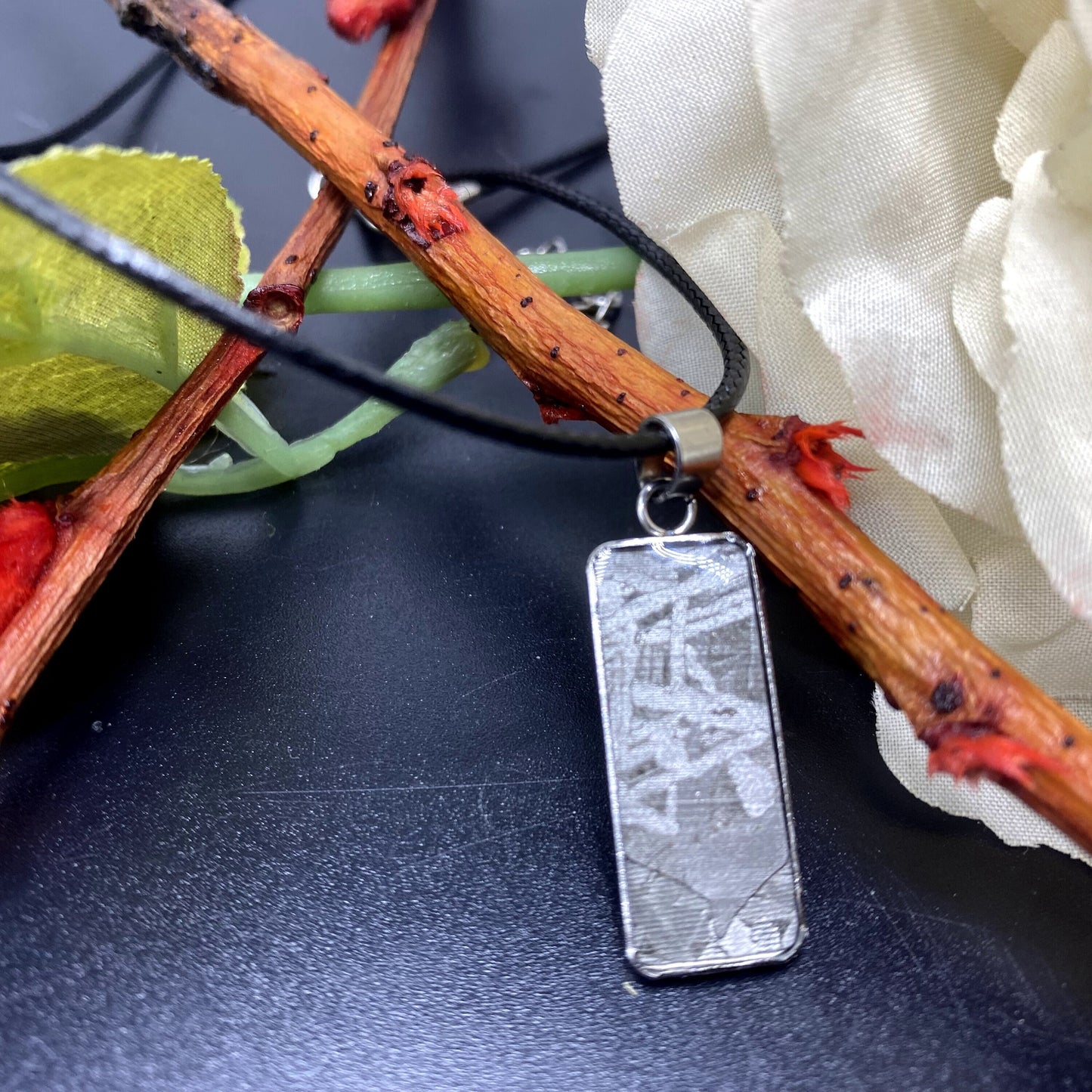 Iron meteorite Natural meteorite carving pendant! Rectangle Meteorite Pendant Necklace