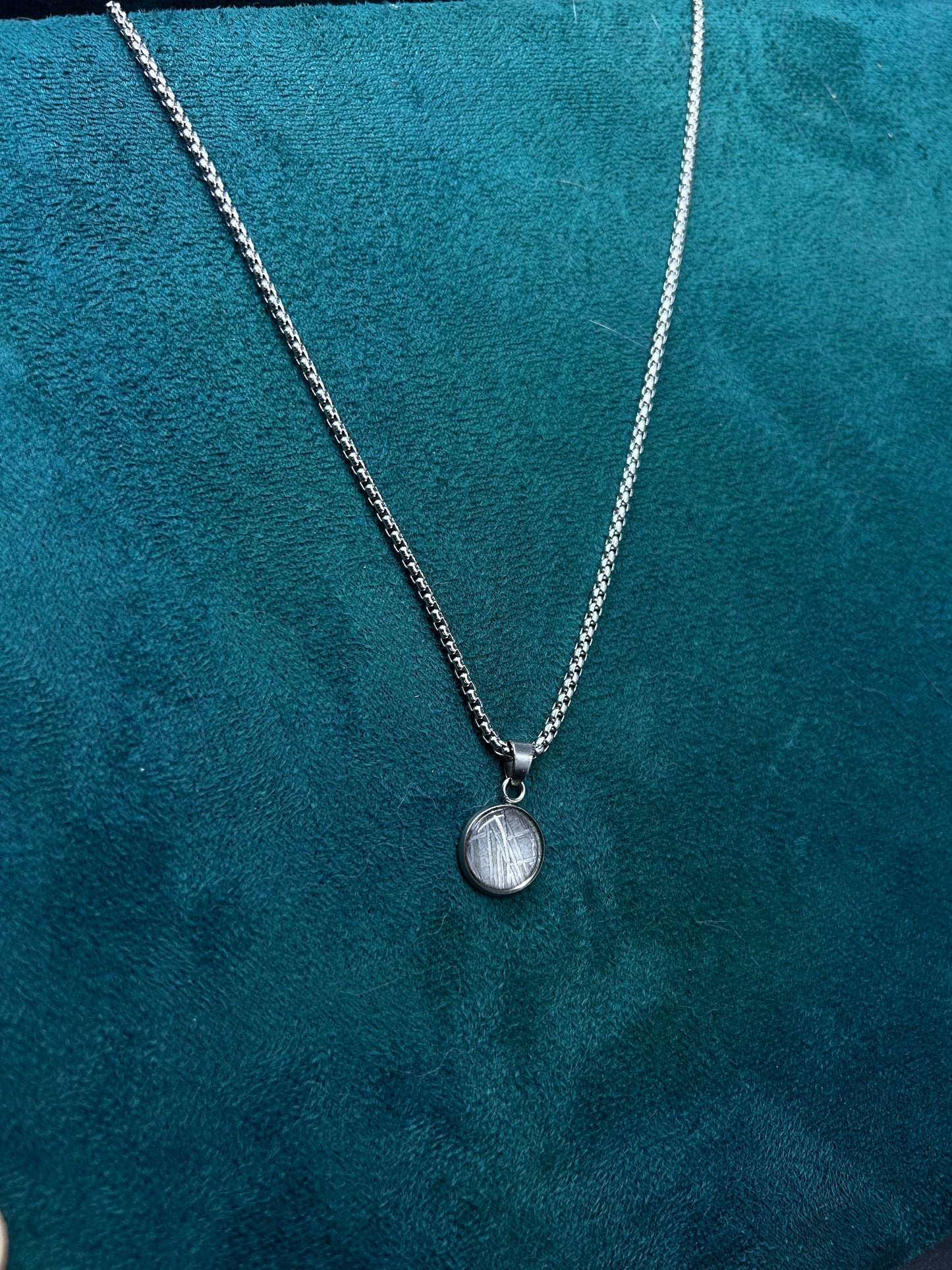 Muonionalusta Iron Meteorite Pendant: 13.8mm Meteorite Necklace, Cosmic Jewelry,Meteorite Jew