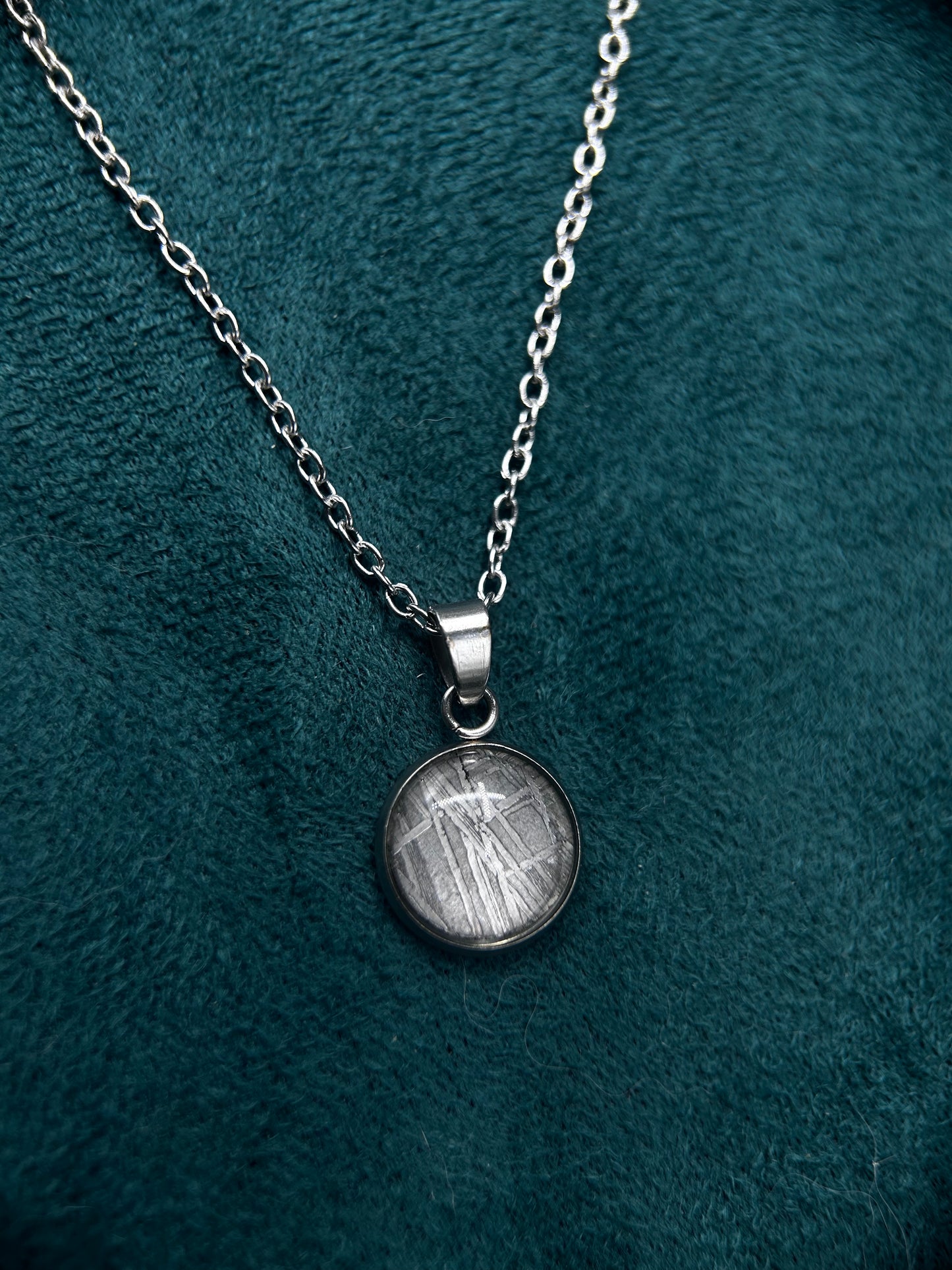 Muonionalusta Iron Meteorite Pendant: 13.8mm Meteorite Necklace, Cosmic Jewelry,Meteorite Jew
