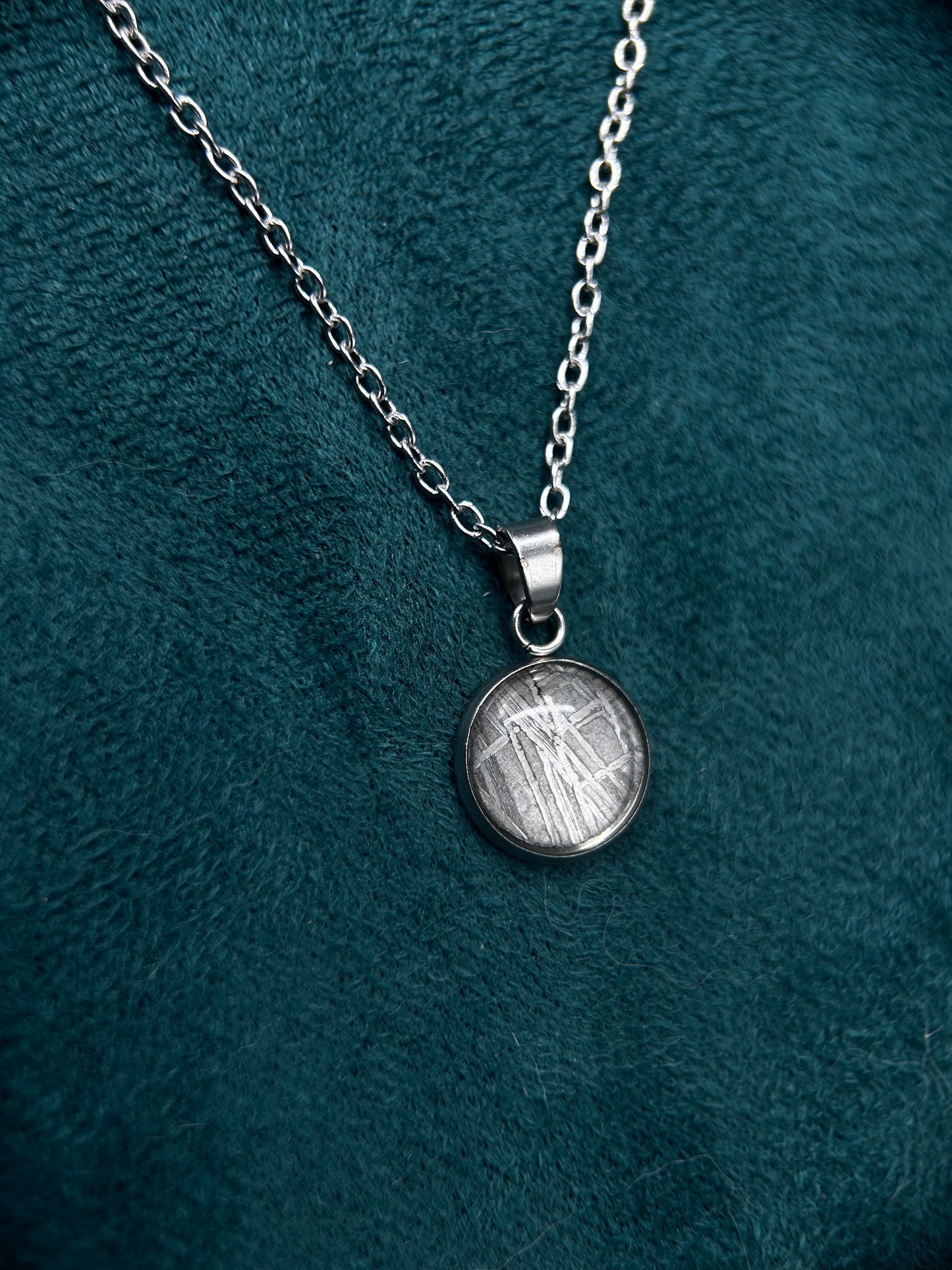 Muonionalusta Iron Meteorite Pendant: 13.8mm Meteorite Necklace, Cosmic Jewelry,Meteorite Jew