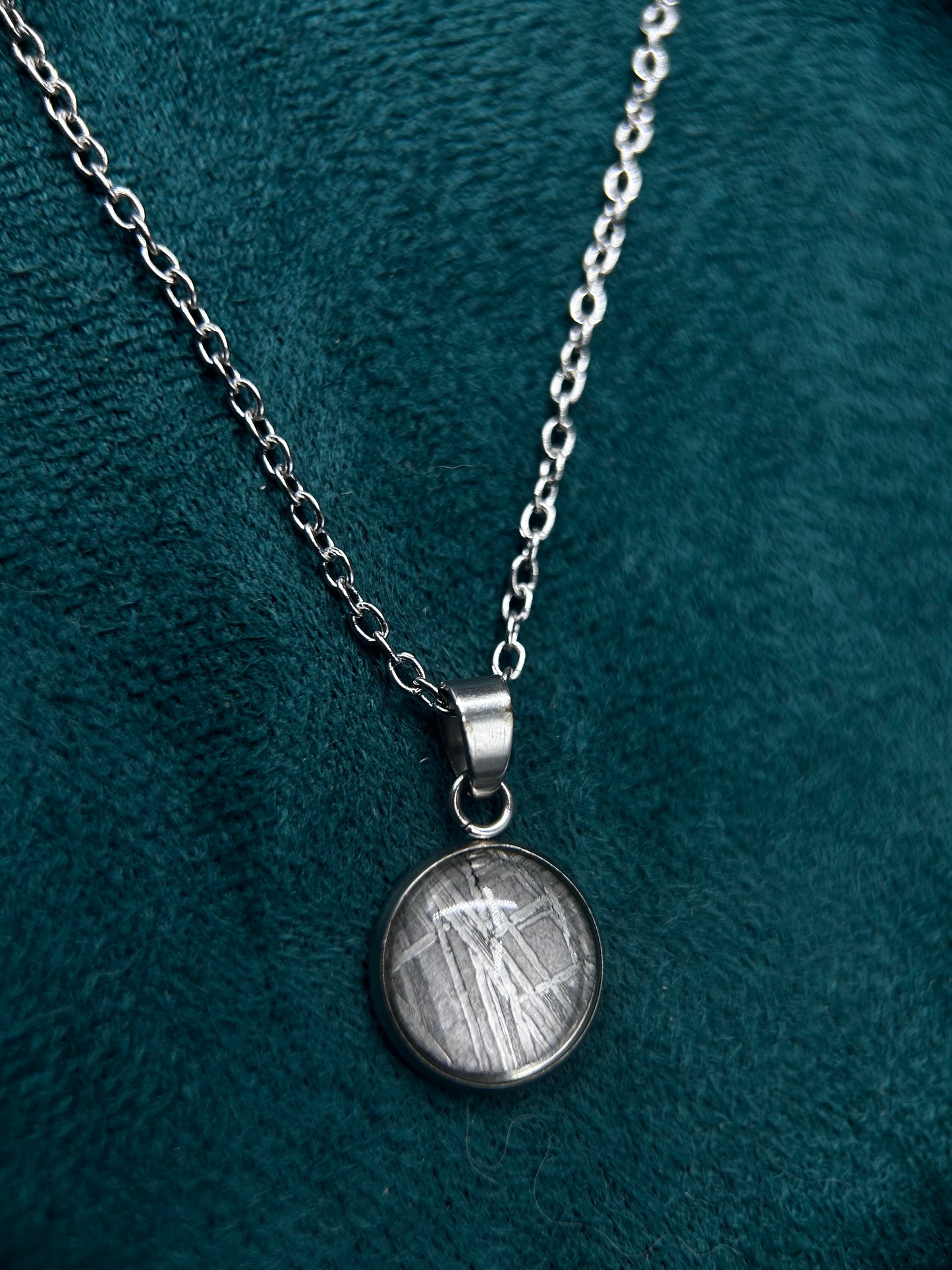 Muonionalusta Iron Meteorite Pendant: 13.8mm Meteorite Necklace, Cosmic Jewelry,Meteorite Jew