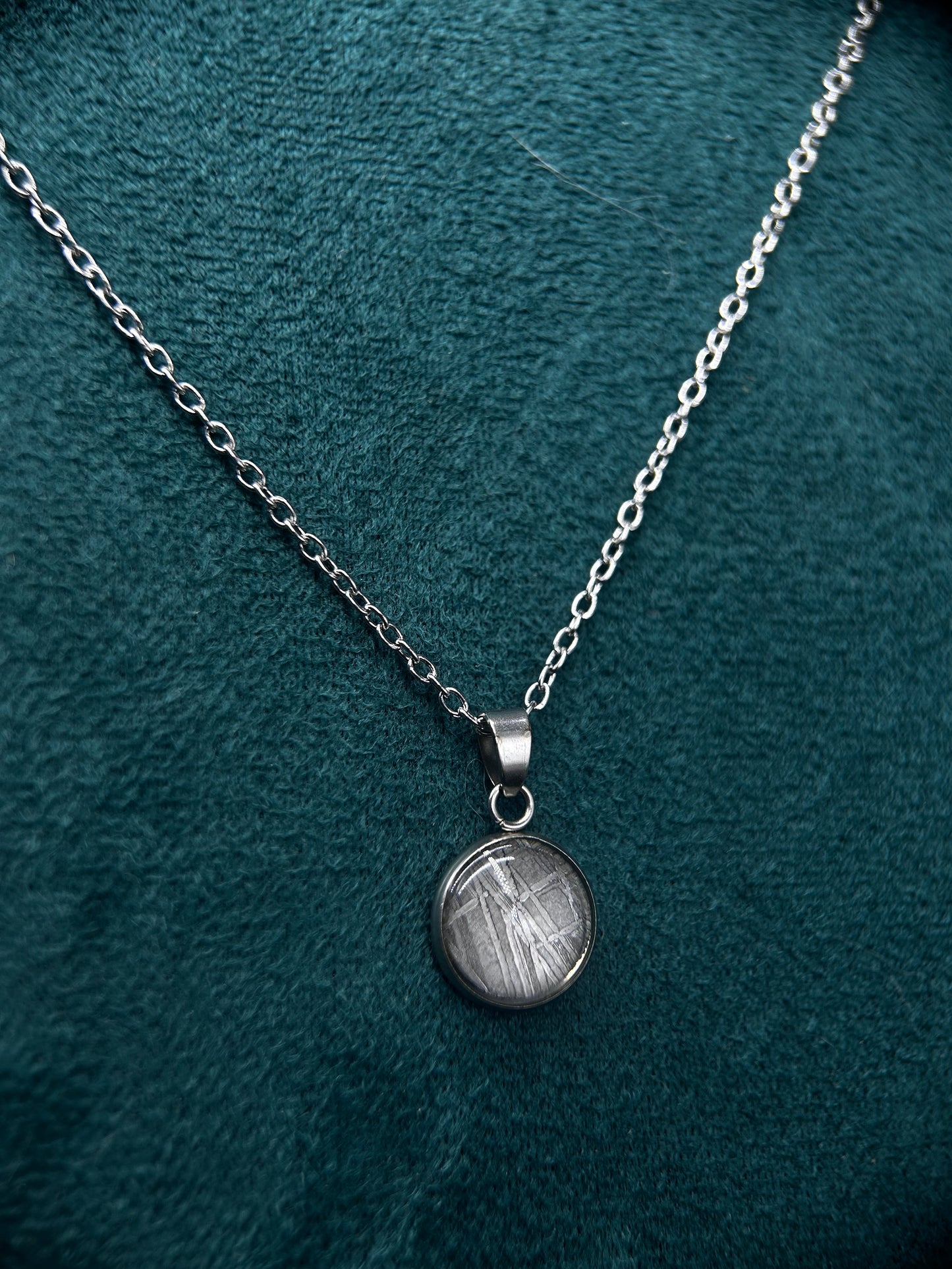 Muonionalusta Iron Meteorite Pendant: 13.8mm Meteorite Necklace, Cosmic Jewelry,Meteorite Jew