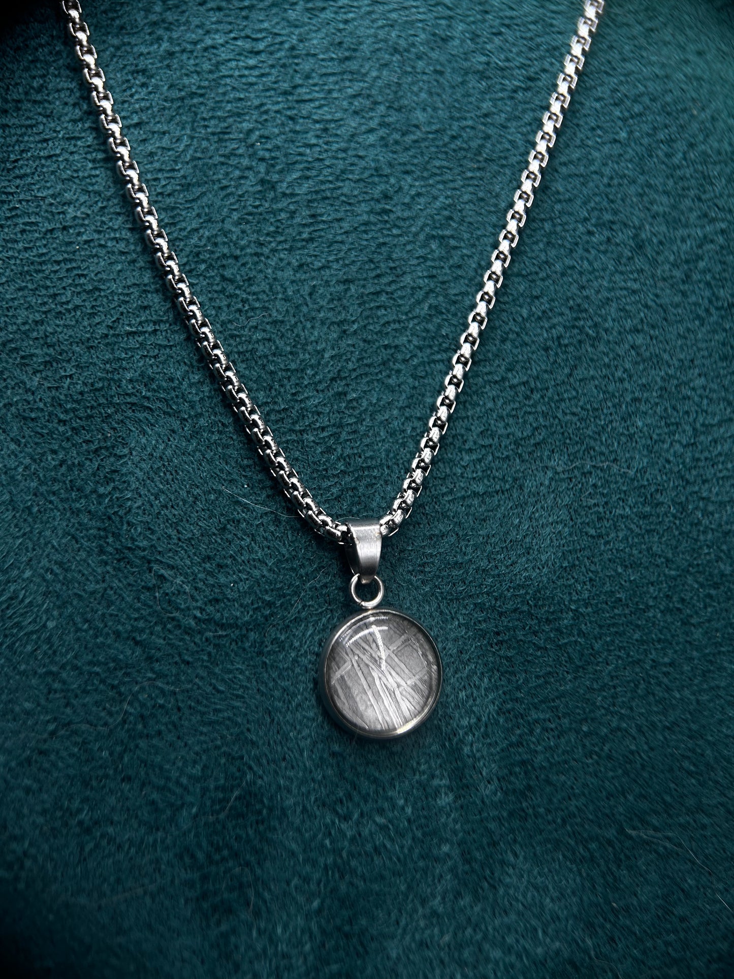 Muonionalusta Iron Meteorite Pendant: 13.8mm Meteorite Necklace, Cosmic Jewelry,Meteorite Jew