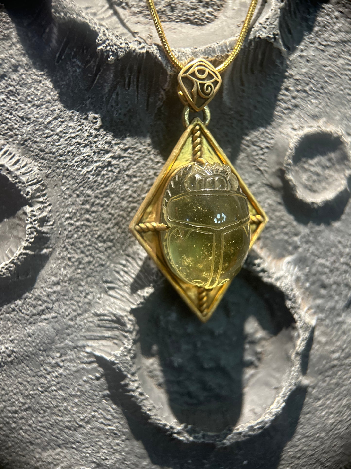Libyan Desert Glass Scarab Necklace – Handcrafted Egyptian Amulet for Protection & Rebirth