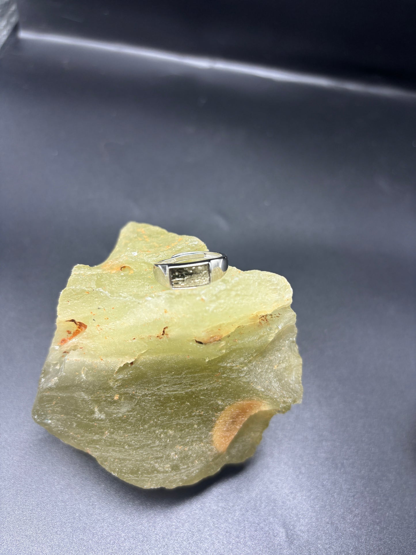 Galaxy Muonionalusta Meteorite Ring,Adjustable Sterling Silver Ring,Architectural Design, Unique Gift