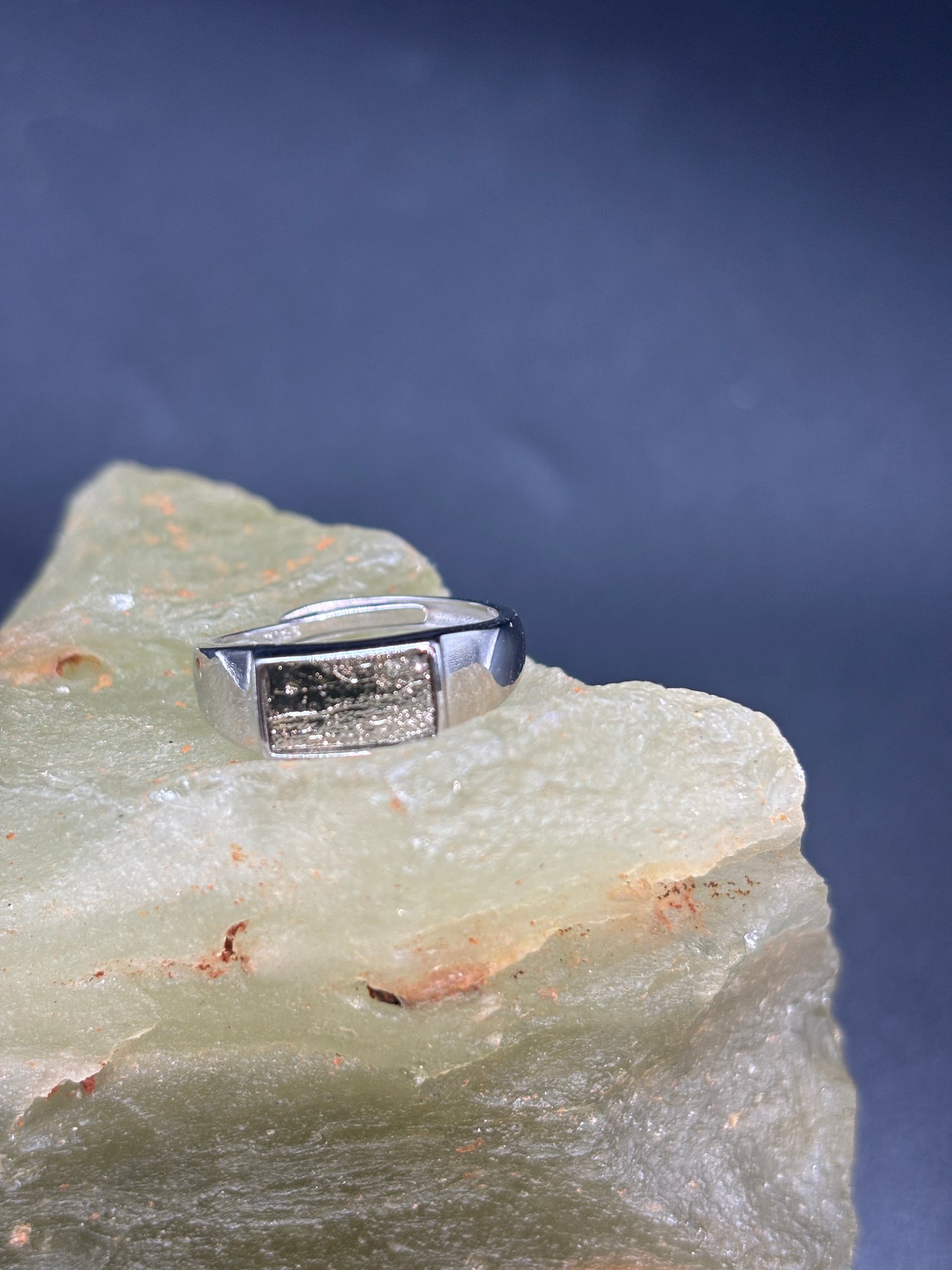 Galaxy Muonionalusta Meteorite Ring,Adjustable Sterling Silver Ring,Architectural Design, Unique Gift