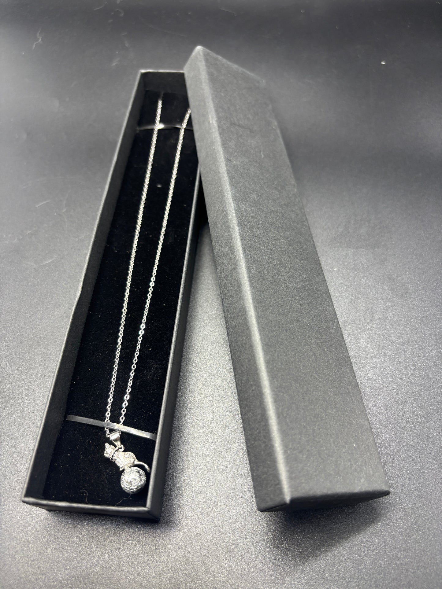 Sterling Silver Cat Meteorite Necklace, 8mm Altai Meteorite Bead, 925 Silver Kitty Pendant, Widmanstätten Pattern, Cute Gift for Her