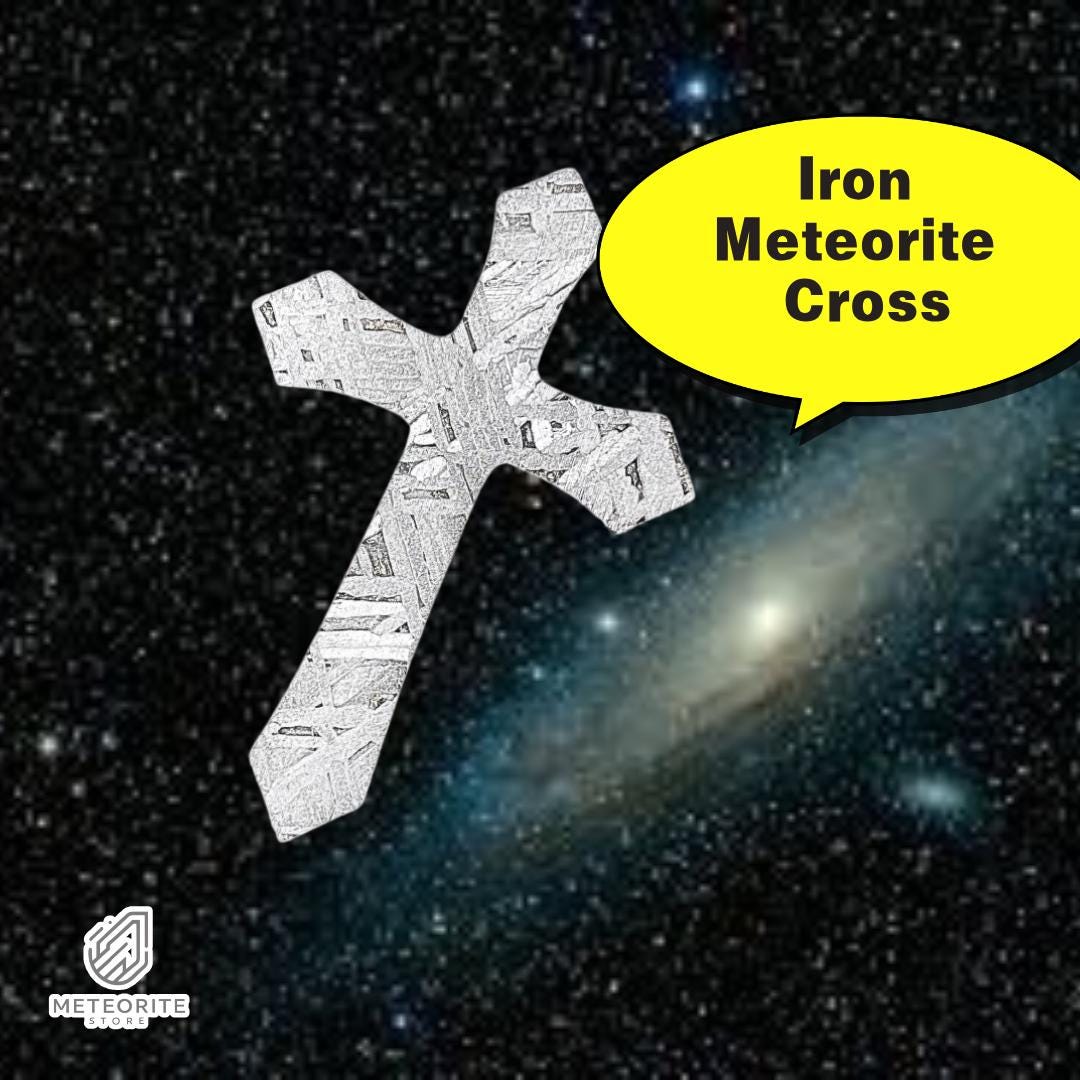 Unique Iron Meteorite Cross Pendant gift for spiritual,Guardian of Protection & Spiritual Power