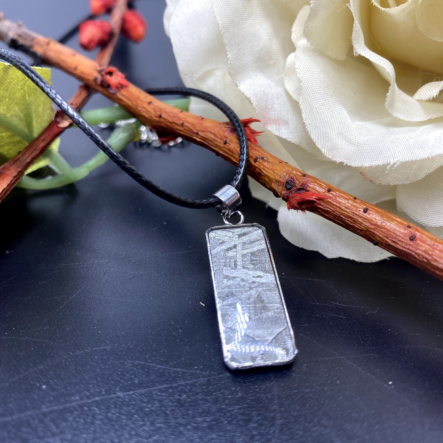 Iron meteorite Natural meteorite carving pendant! Rectangle Meteorite Pendant Necklace