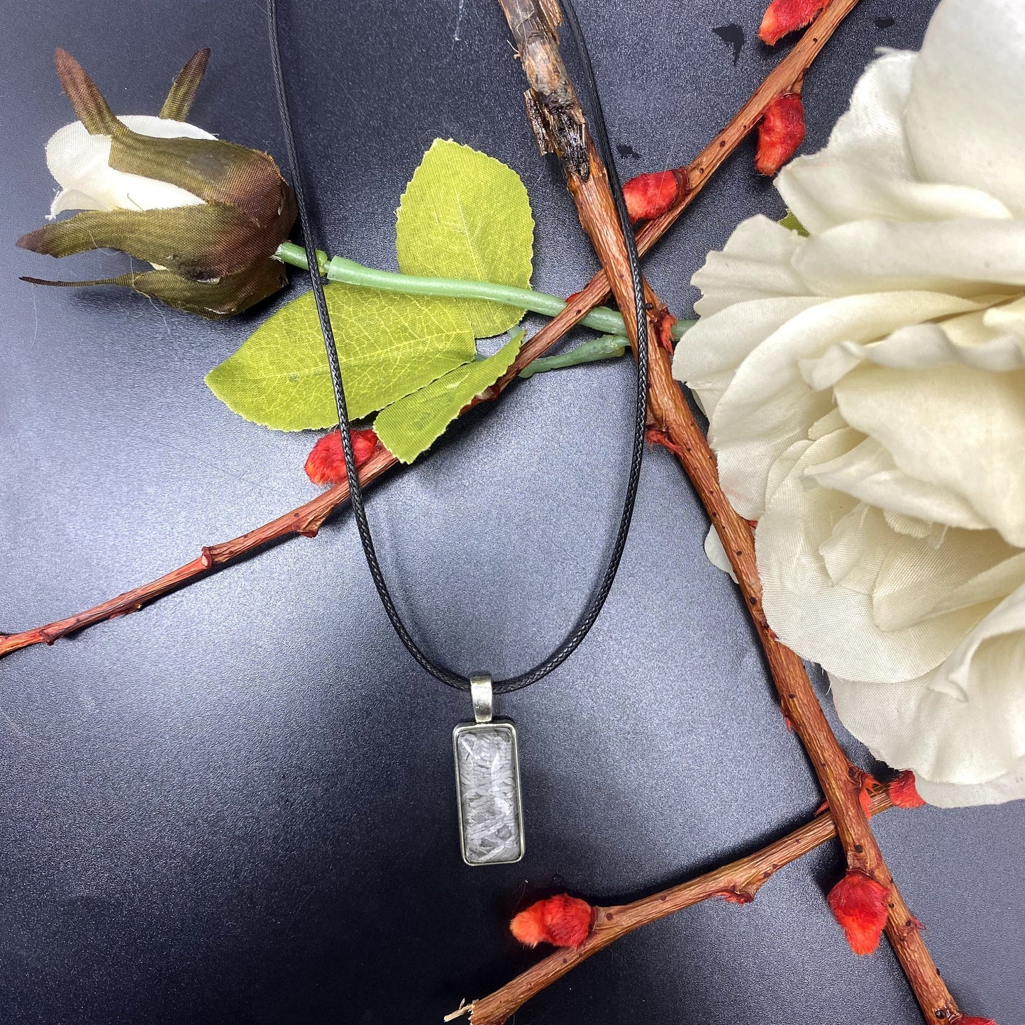 Iron meteorite Natural meteorite carving pendant! Rectangle Meteorite Pendant Necklace