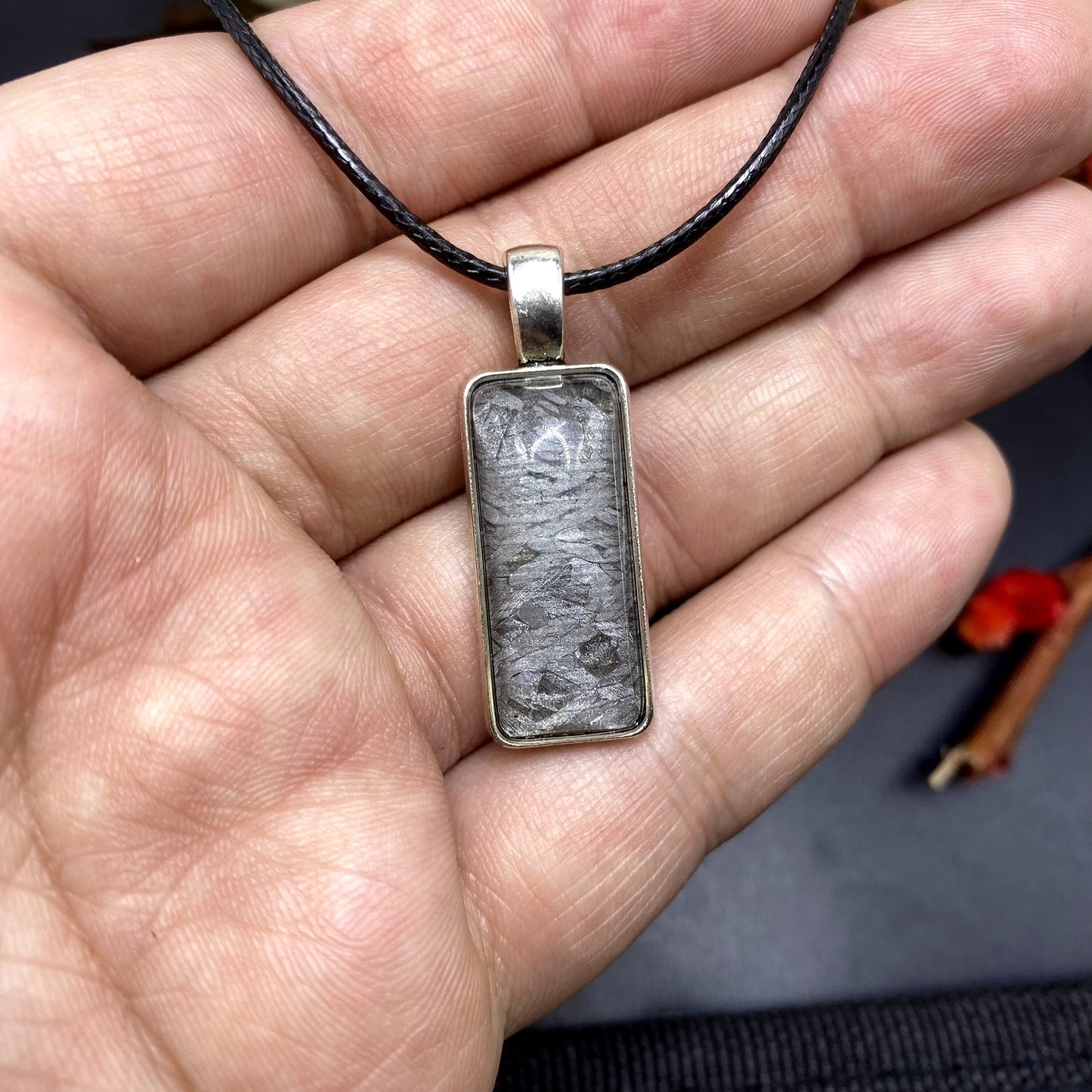 Iron meteorite Natural meteorite carving pendant! Rectangle Meteorite Pendant Necklace
