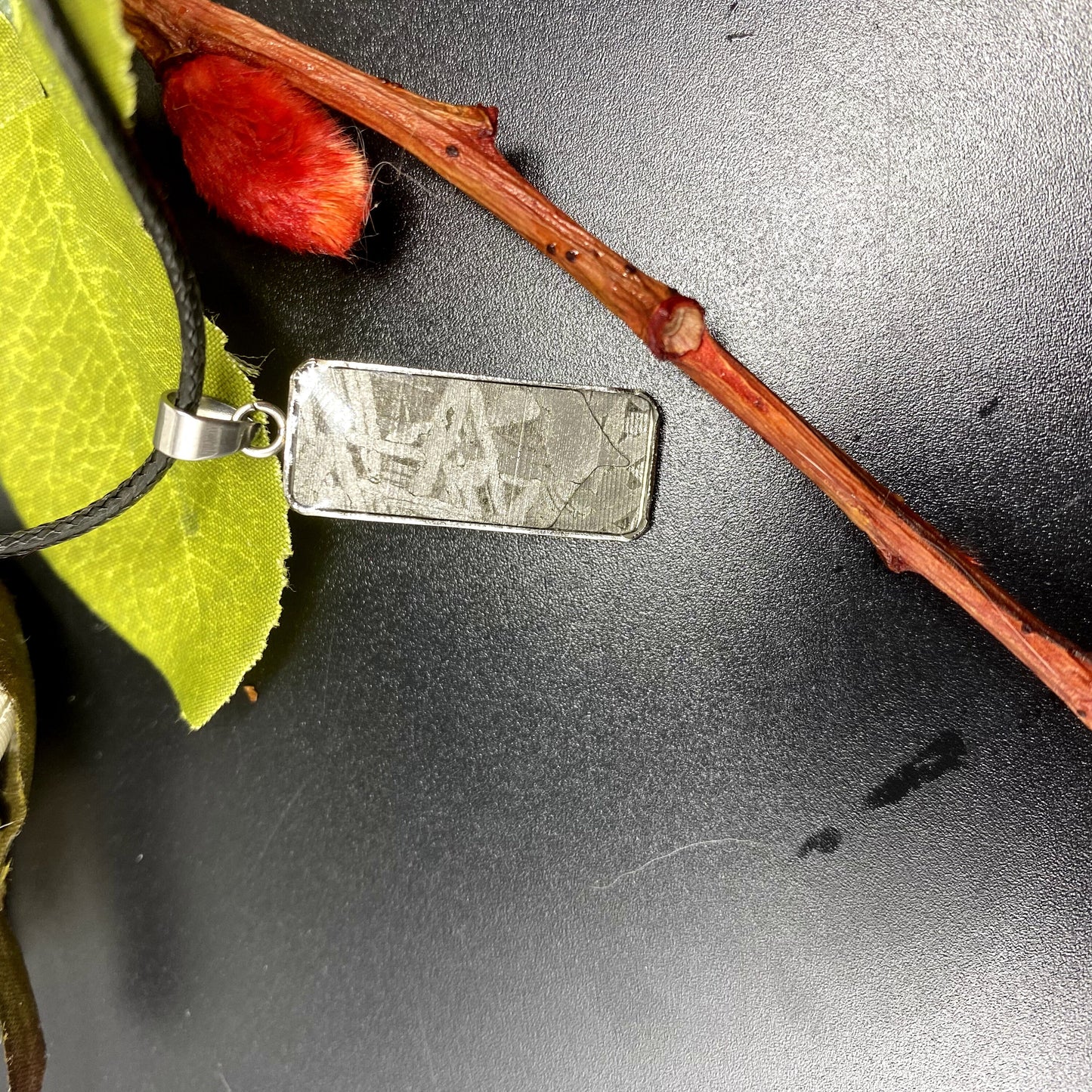 Iron meteorite Natural meteorite carving pendant! Rectangle Meteorite Pendant Necklace