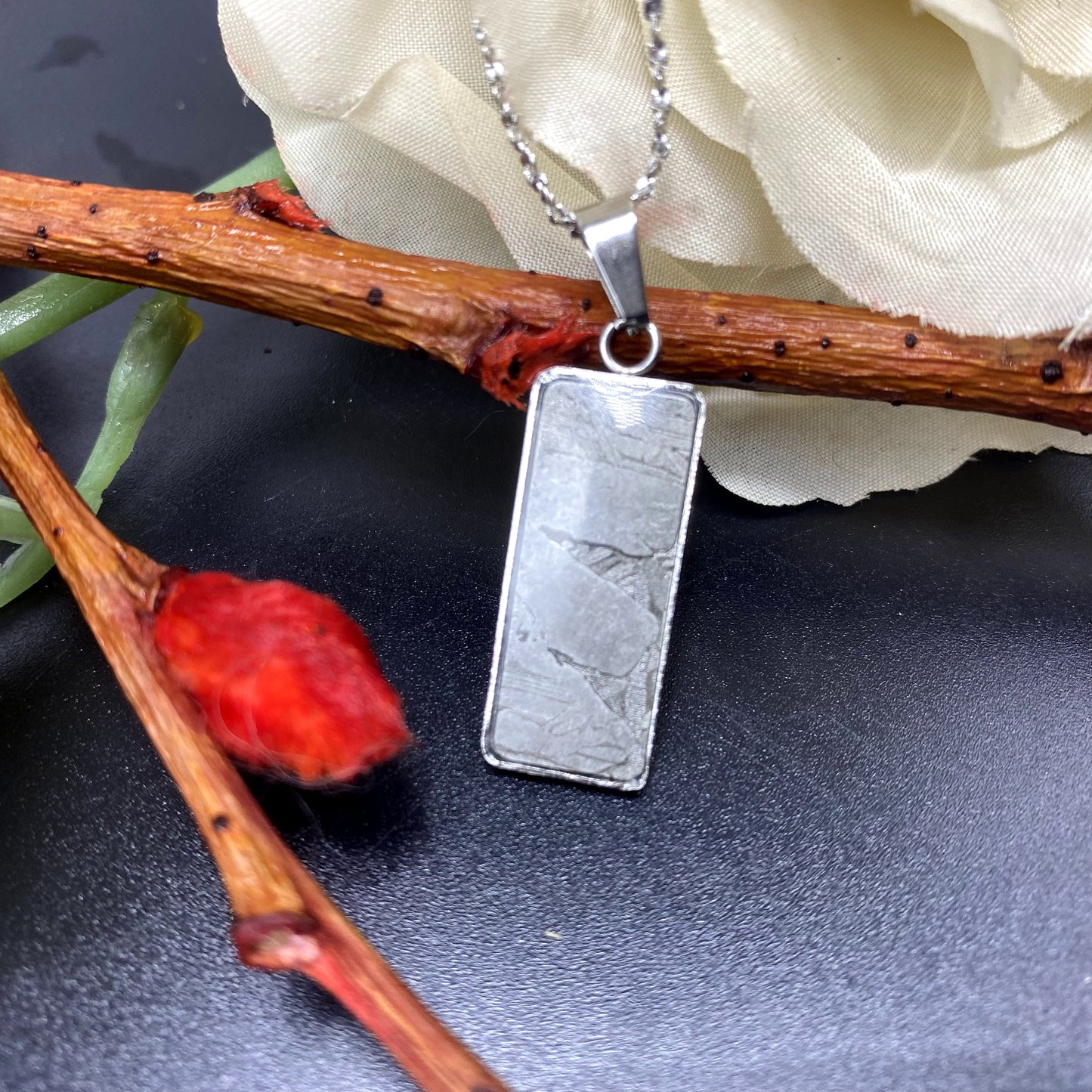 Iron meteorite Natural meteorite carving pendant! Rectangle Meteorite Pendant Necklace
