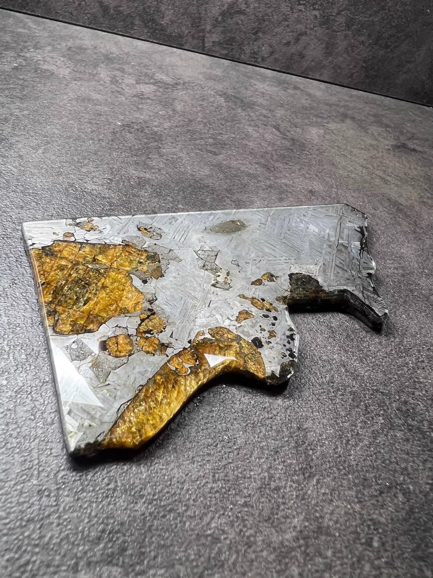 Last Remaining Aletai Pallasite Meteorite Slice – 94.5g Ultra Rare Collectible