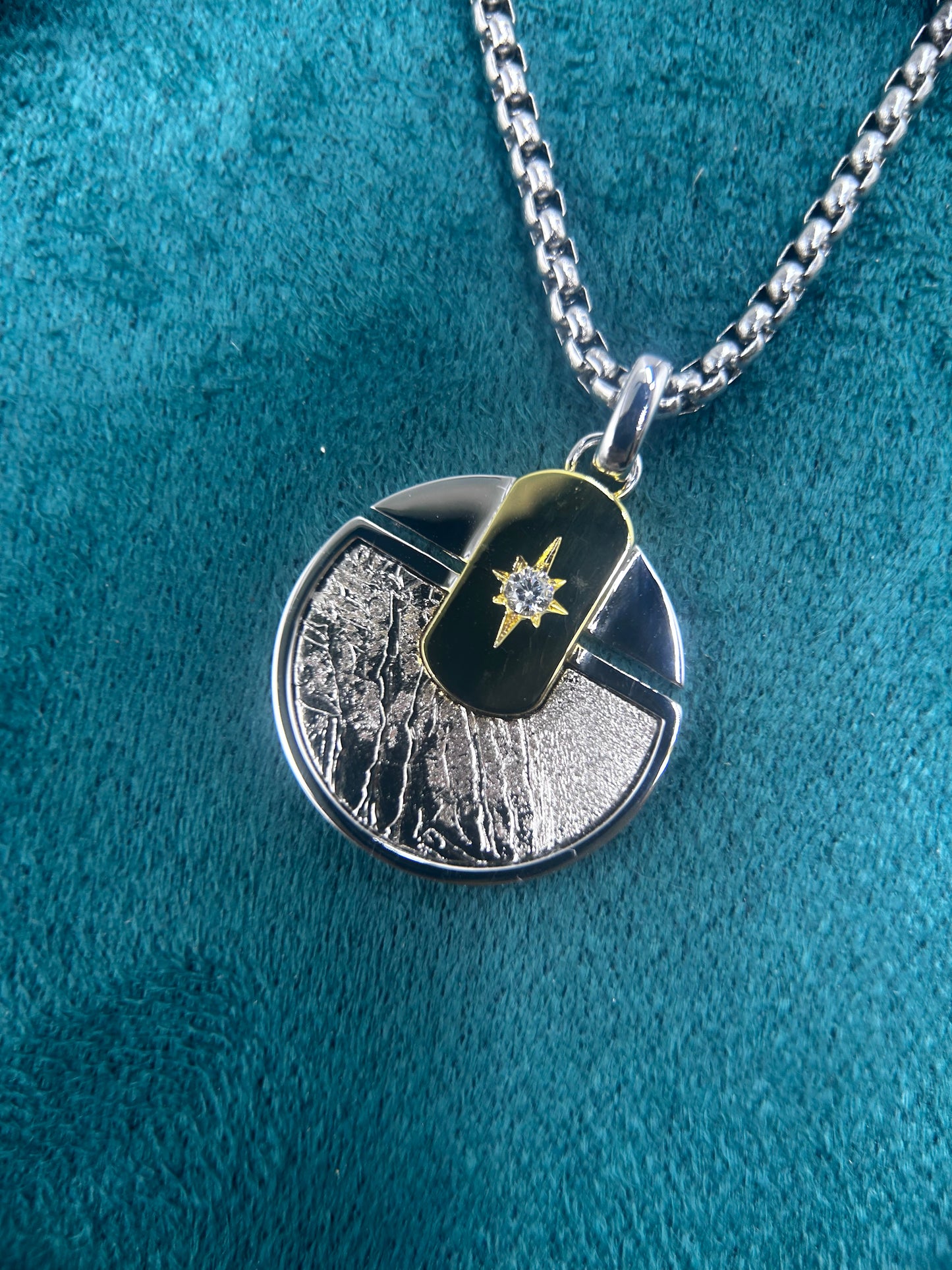 Iron Meteorite Round Pendant, Widmanstätten Pattern,26*22*2mm,Cosmic Energy Jewelry