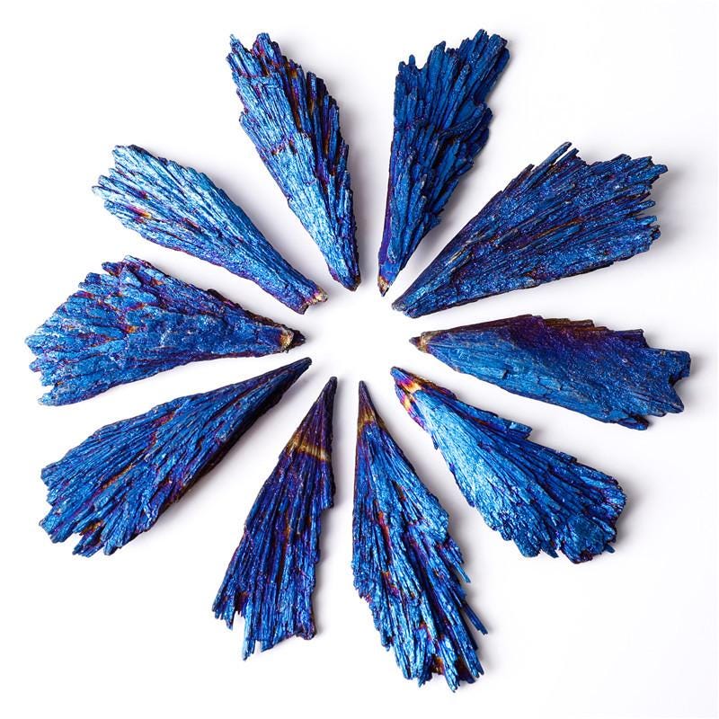 Natural Peacock Kyanite Crystal, Aura Kyanite Peacock Feather, Rainbow Peacock Titanium Kyanite Blades, Kyanite Specimen