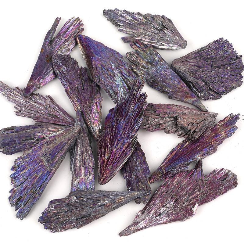 Natural Peacock Kyanite Crystal, Aura Kyanite Peacock Feather, Rainbow Peacock Titanium Kyanite Blades, Kyanite Specimen