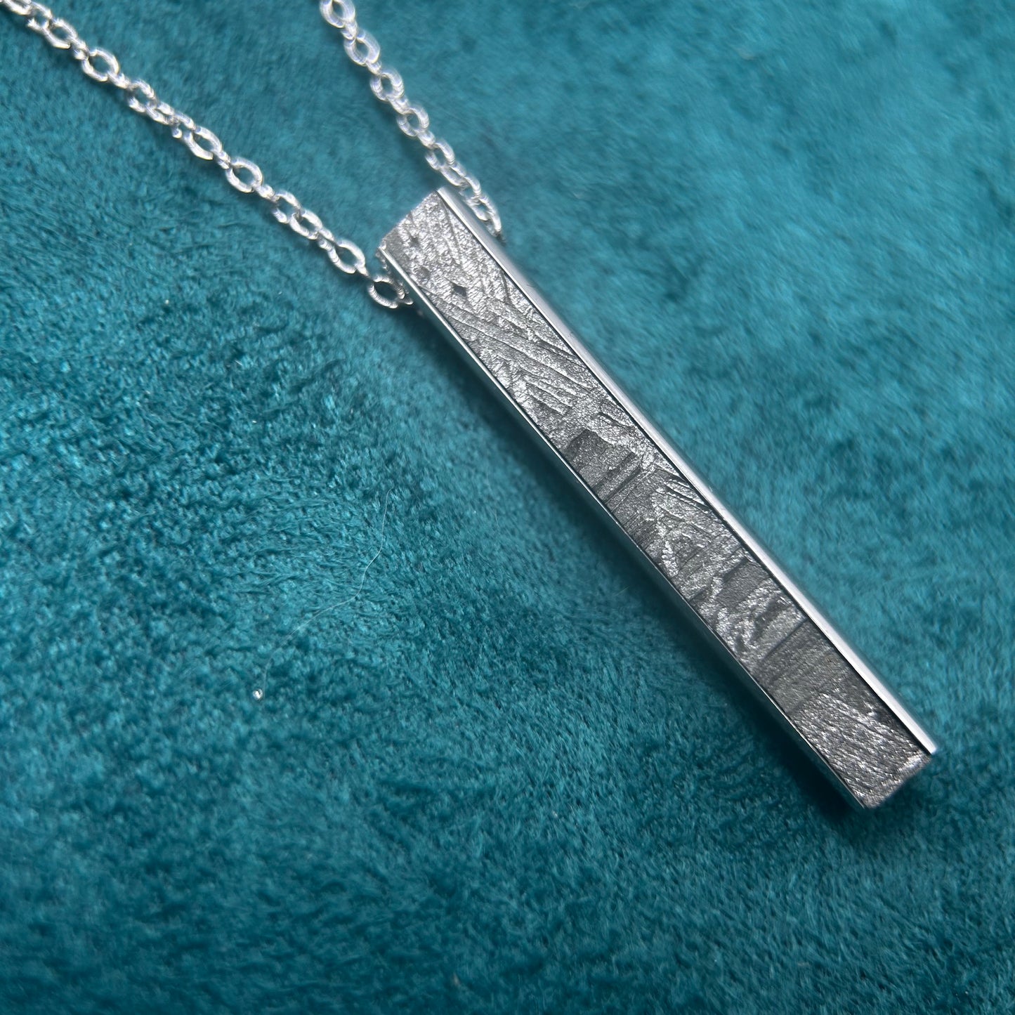 Iron meteorite Necklace pendant,Widmanstätten Pattern,40*58*4.9mm,Handcrafted Space iron Necklace,Unique Celestial Gift.