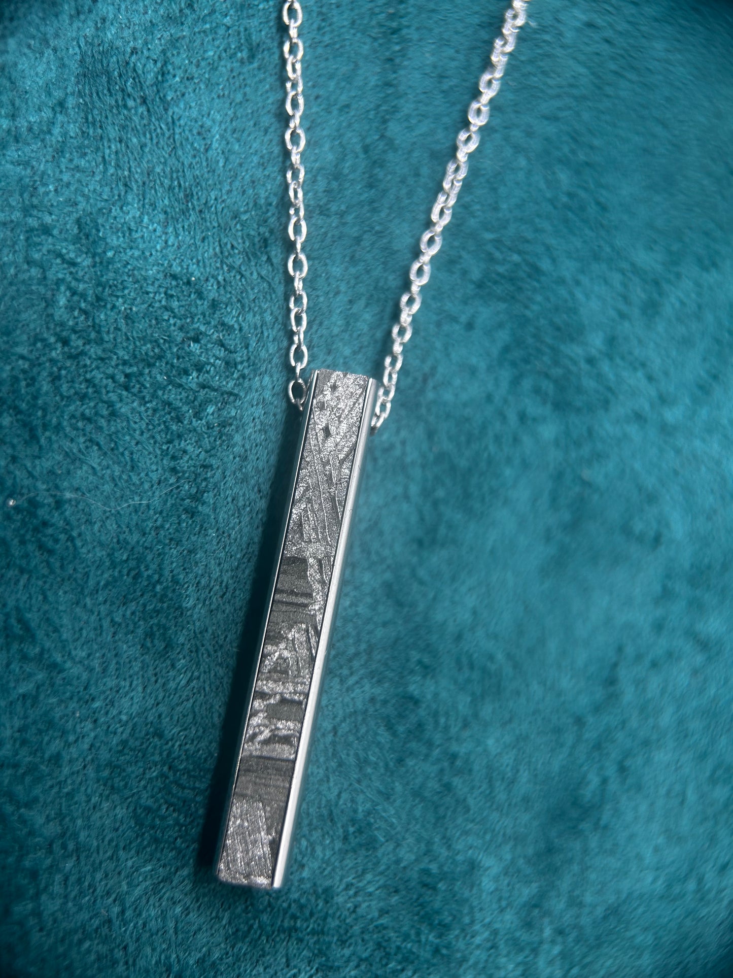 Iron meteorite Necklace pendant,Widmanstätten Pattern,40*58*4.9mm,Handcrafted Space iron Necklace,Unique Celestial Gift.