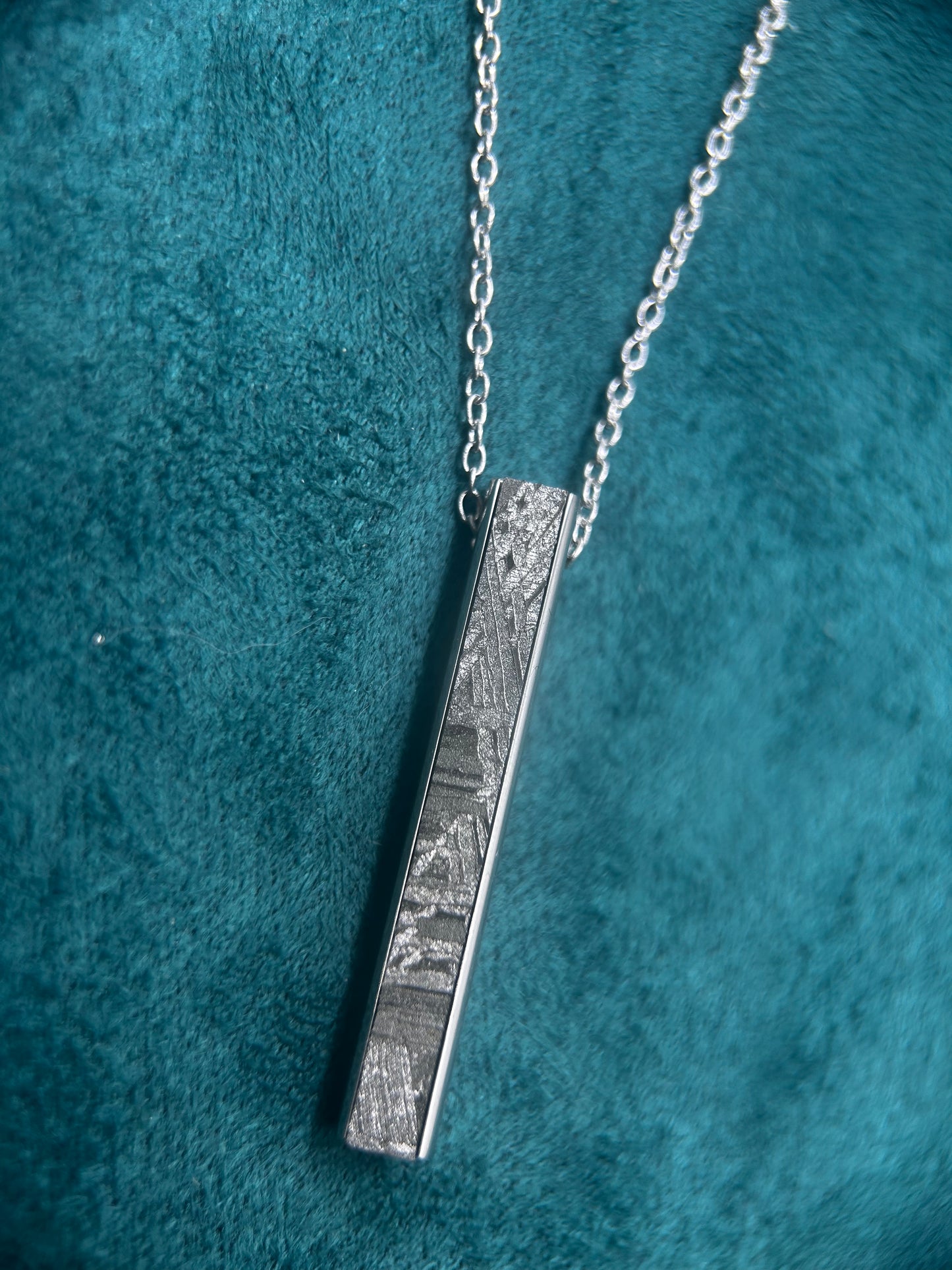 Iron meteorite Necklace pendant,Widmanstätten Pattern,40*58*4.9mm,Handcrafted Space iron Necklace,Unique Celestial Gift.