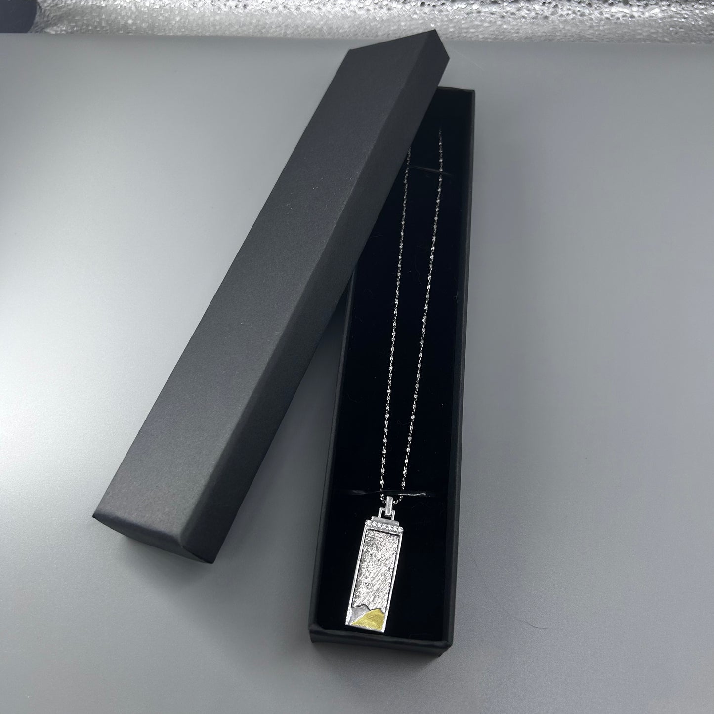 Iron meteorite Necklace pendant,Widmanstätten Pattern,36*12.5*2.5mm, Iron Meteorite Necklace,Unique Celestial Gift.
