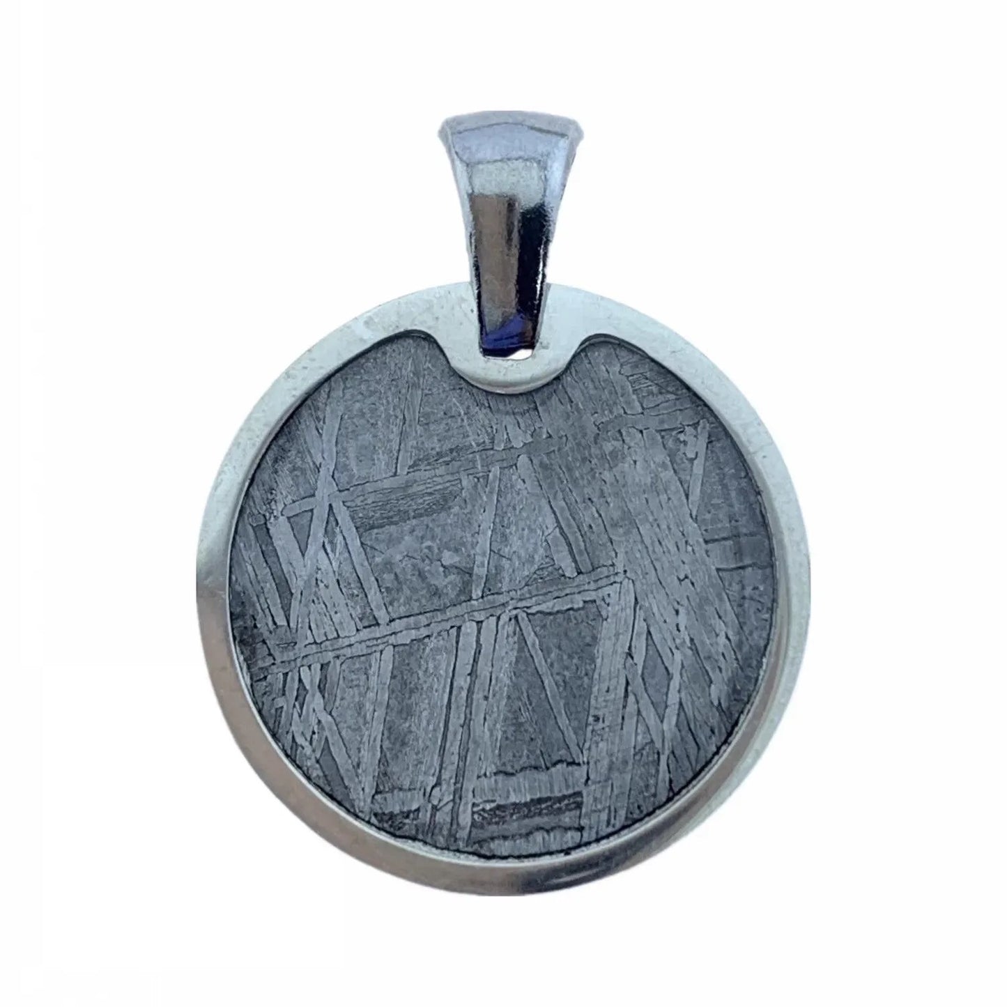 Genuine Silver Plated Muonionalusta Iron Meteorite Round Pendant-Muonionalusta Meteorite Healing Meteorite Jewellery
