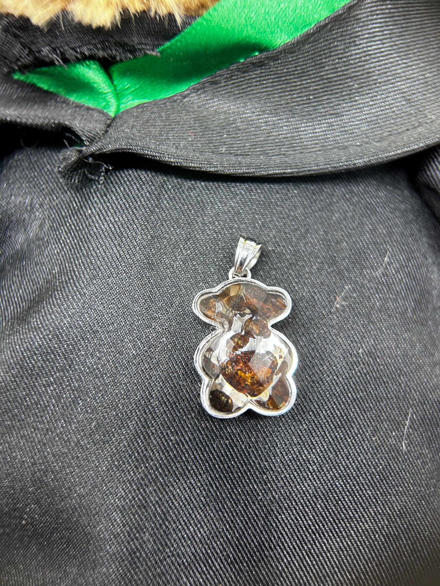 Sericho Pallasite Honey Bear Pendant/Meteorite Pendant/Pallasite Pendant/Pallasite/Meteorite Keychain
