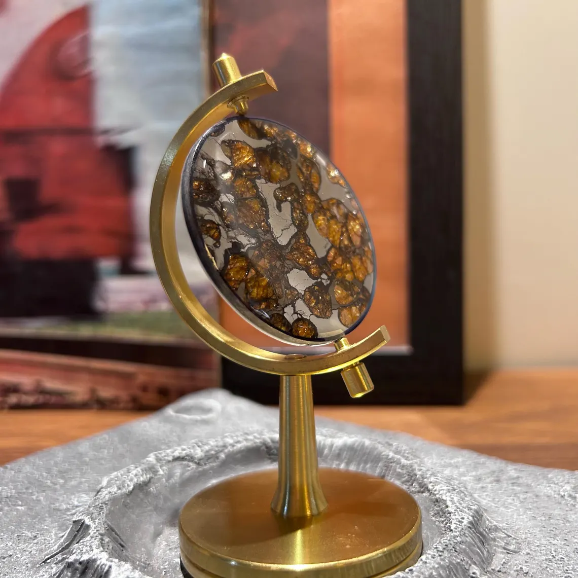 Sericho Pallasite Disk/Meteorite Pendant/Pallasite Pendant/Pallasite/Meteorite Globe