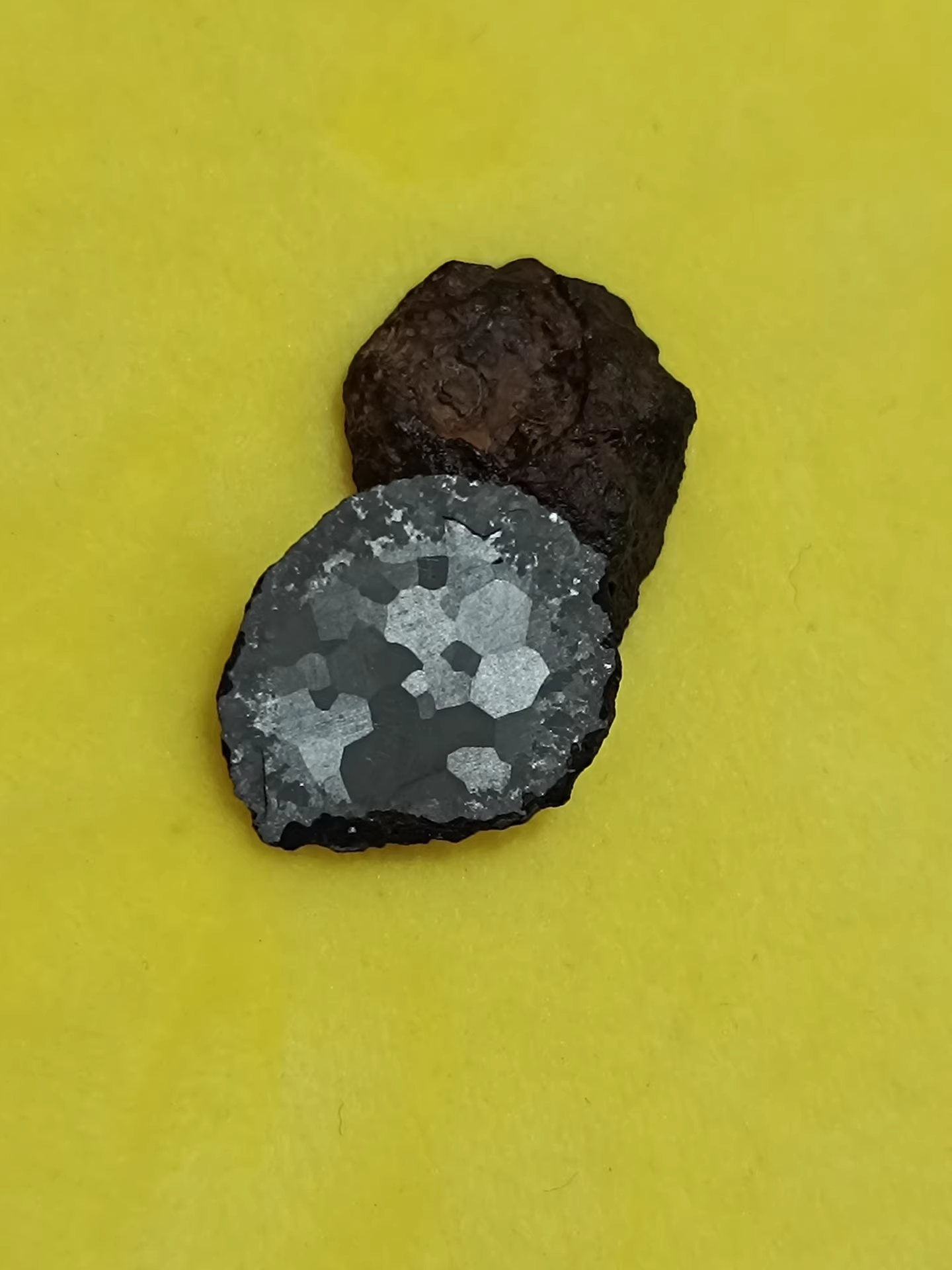 Tindouf 007 (Ding Doufu 007) Iron Meteorite – Matched Pair Cut – Ultra-Rare IAB‑complex Recrystallized Iron – Algeria 2020 Discovery – 1.9 g + 2.8 g