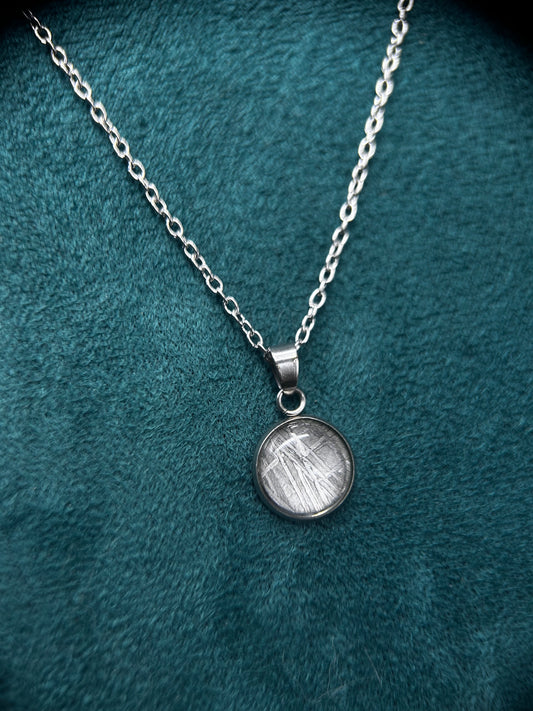 Muonionalusta Iron Meteorite Pendant: 13.8mm Meteorite Necklace, Cosmic Jewelry,Meteorite Jew