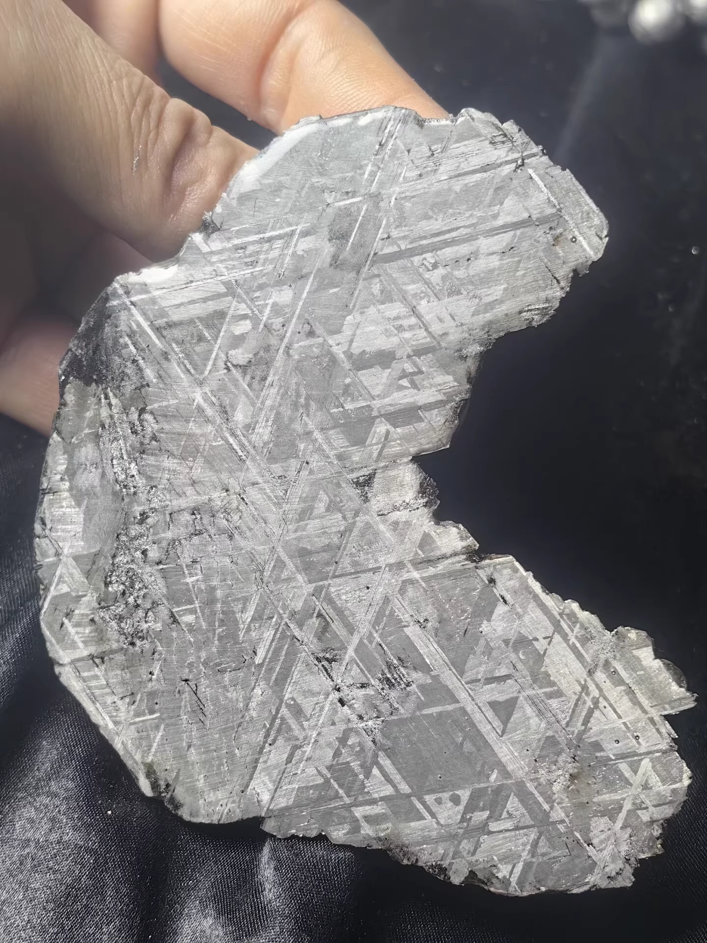 Swedish Muonionalusta Iron Meteorite Slice — No Cracks — Natural Fusion Crust — Meditative Collector Piece