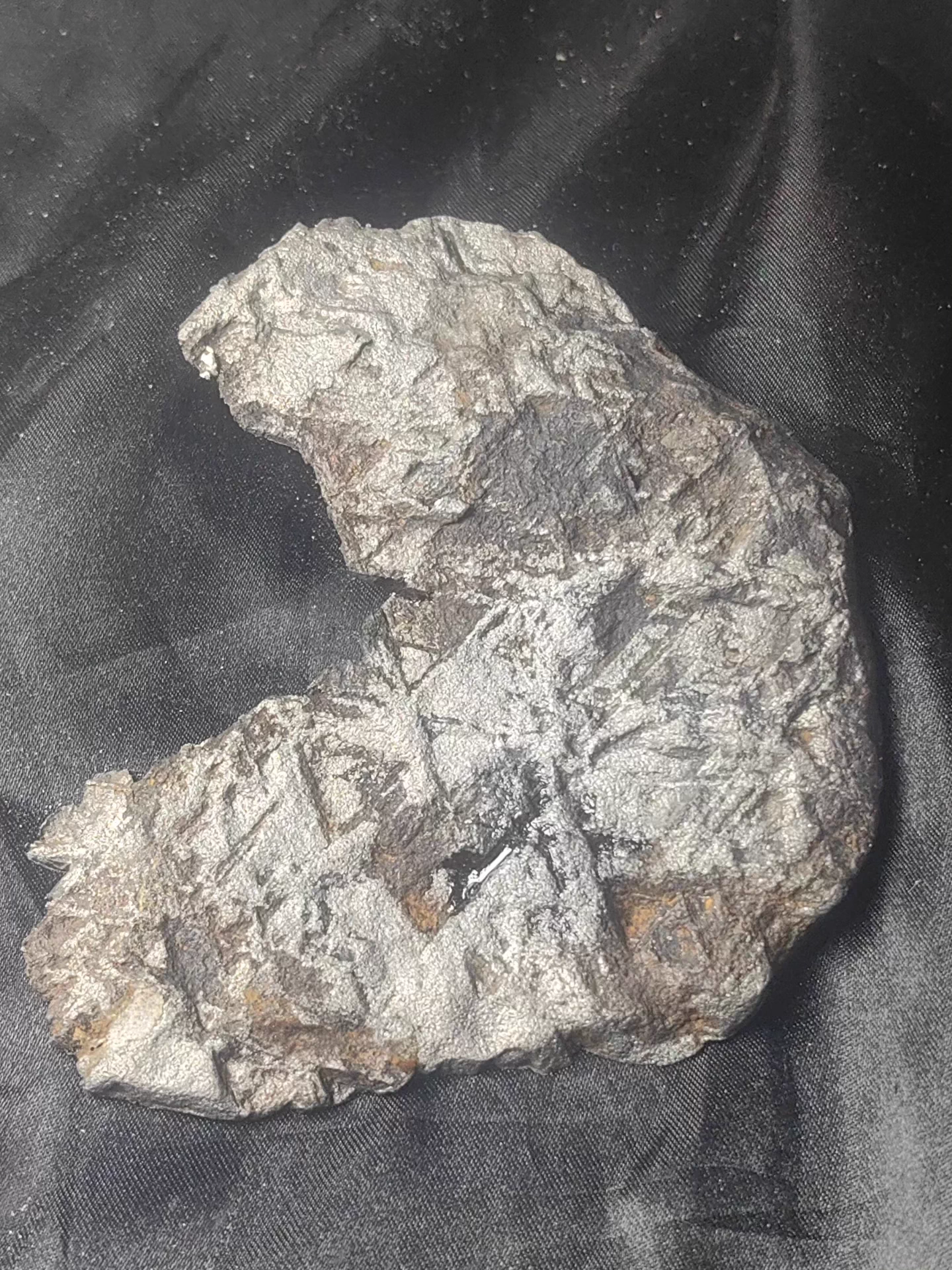 Swedish Muonionalusta Iron Meteorite Slice — No Cracks — Natural Fusion Crust — Meditative Collector Piece