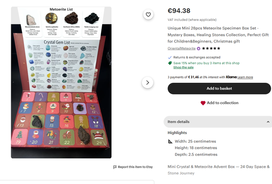 Unique Mini 28pcs Meteorite Specimen Box Set - Mystery Boxes, Healing Stones Collection, Perfect Gift for Children&Beginners, Christmas gift