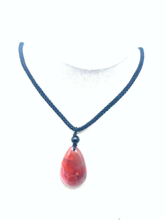 One-of-a-Kind Natural Southern Red Agate Necklace – Yin Yang & Spiritually-Charged Stone Eye
