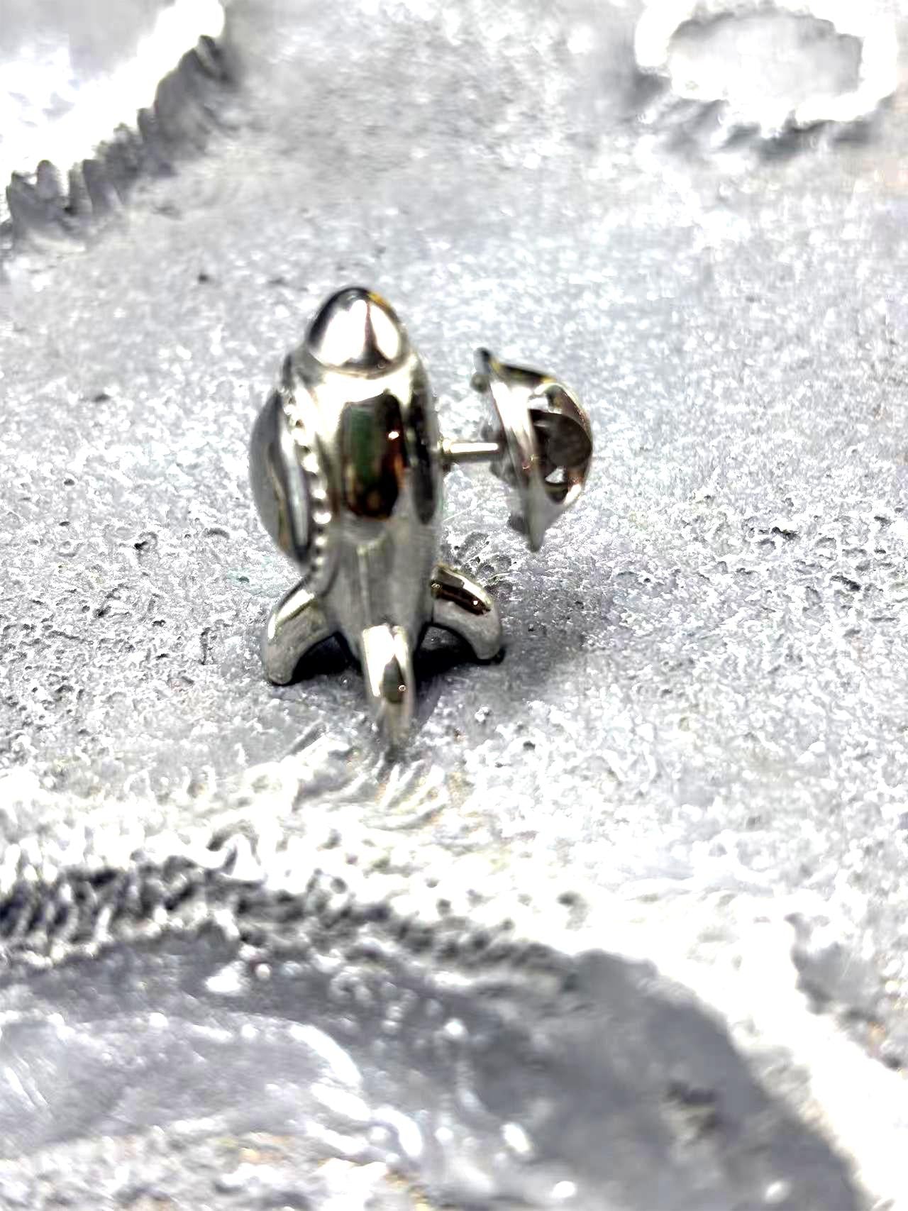 Sericho Meteorite Rocket Brooch, Sterling Silver Space Pin, Celestial Jewelry, Unique Sci-Fi Gift for Him for Her, Graduation Gift