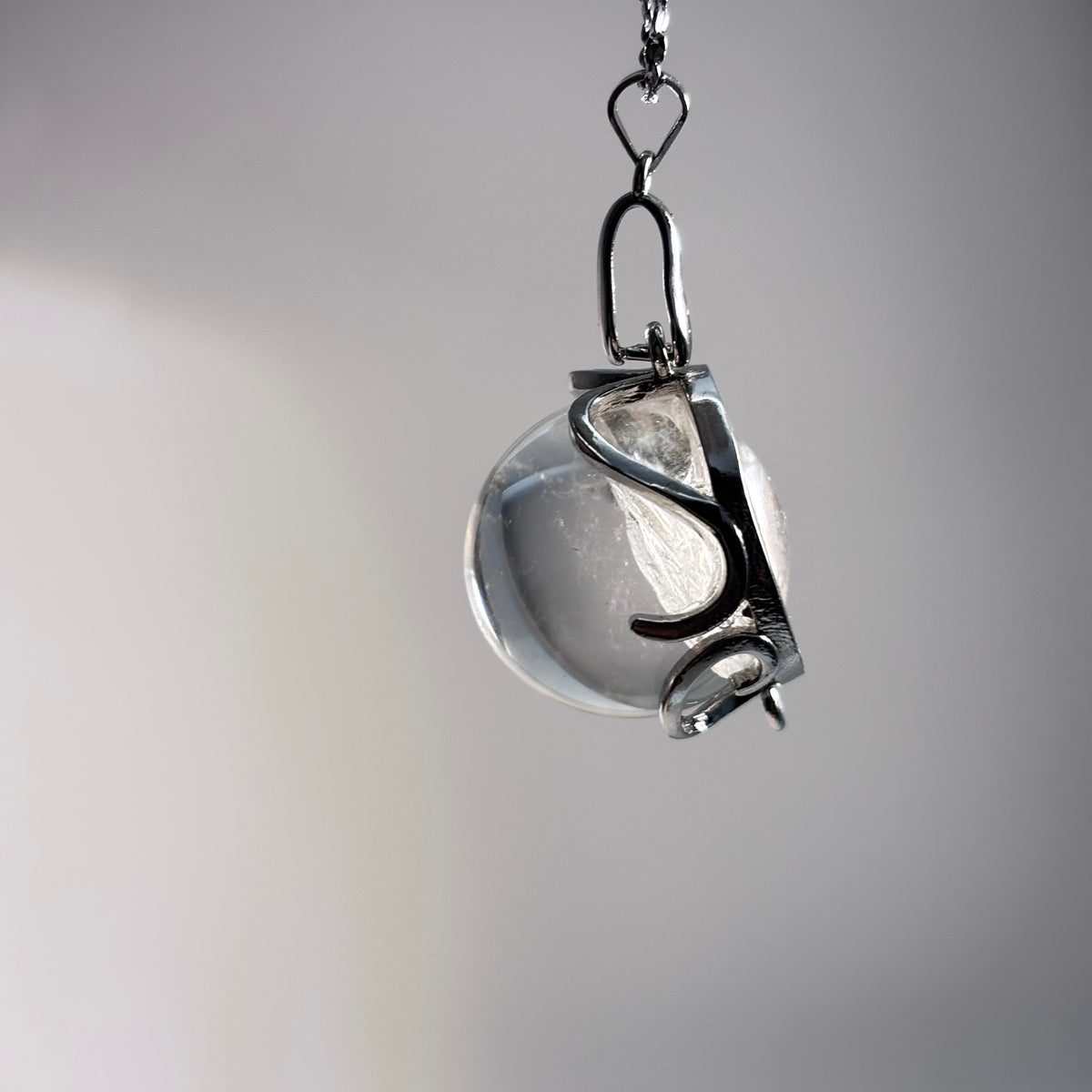 Azeztulite Crystal Ball Necklace ~16mm | Rainbow Flash Natural Crystal Orb Pendant | 925 Sterling Silver 44cm | Gift Ready
