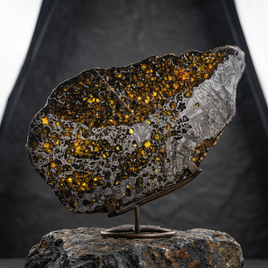 Seymchan Pallasite Meteorite Slice 1120g (200×300mm) — Top-Grade Olivine “Gems in Meteorites” | Meteorite for Sale