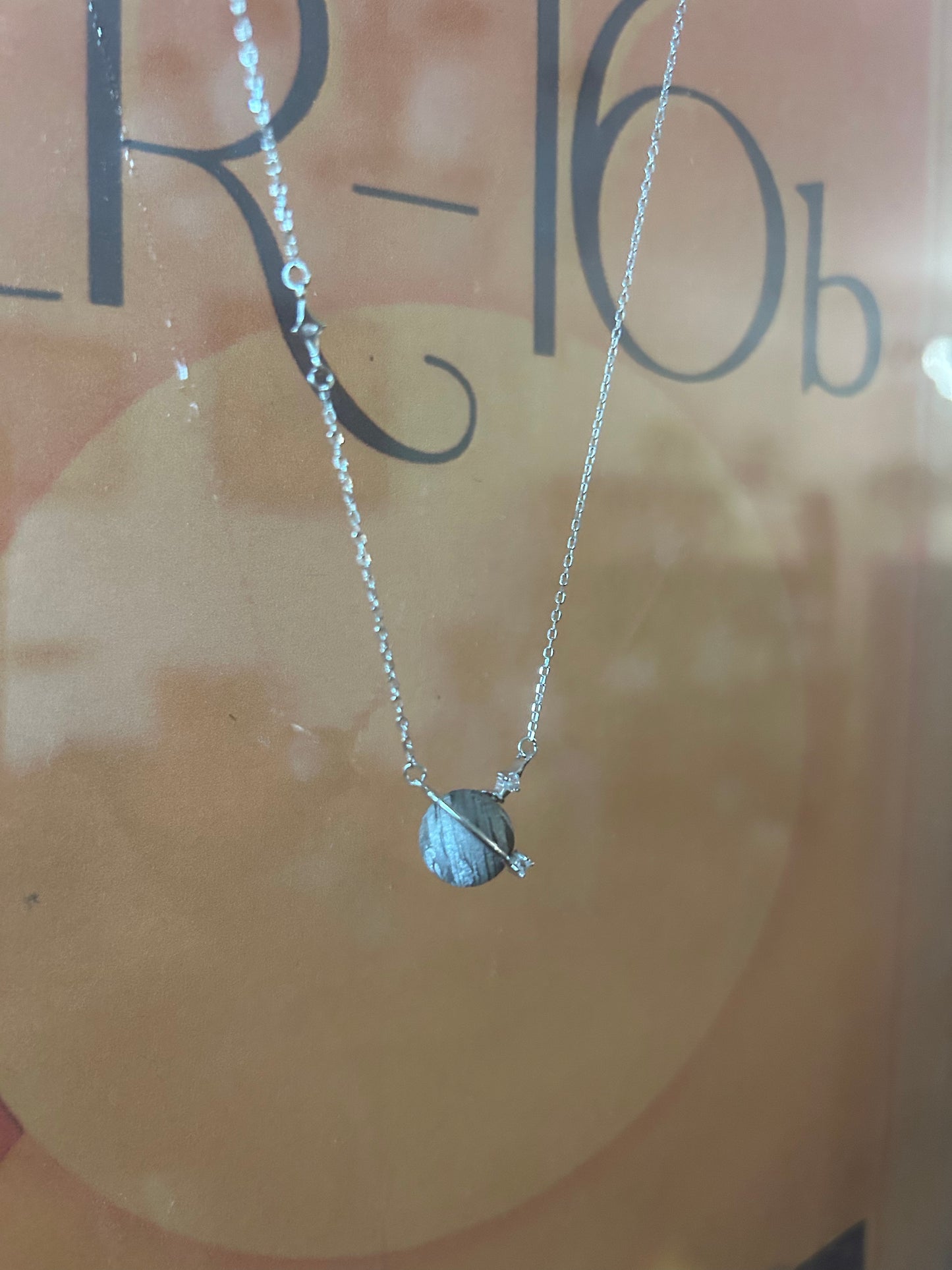 Altai Meteorite Necklace: 925 Silver Jupiter Rings Pendant, Christmas gift, Planetary Meteorite Necklaces