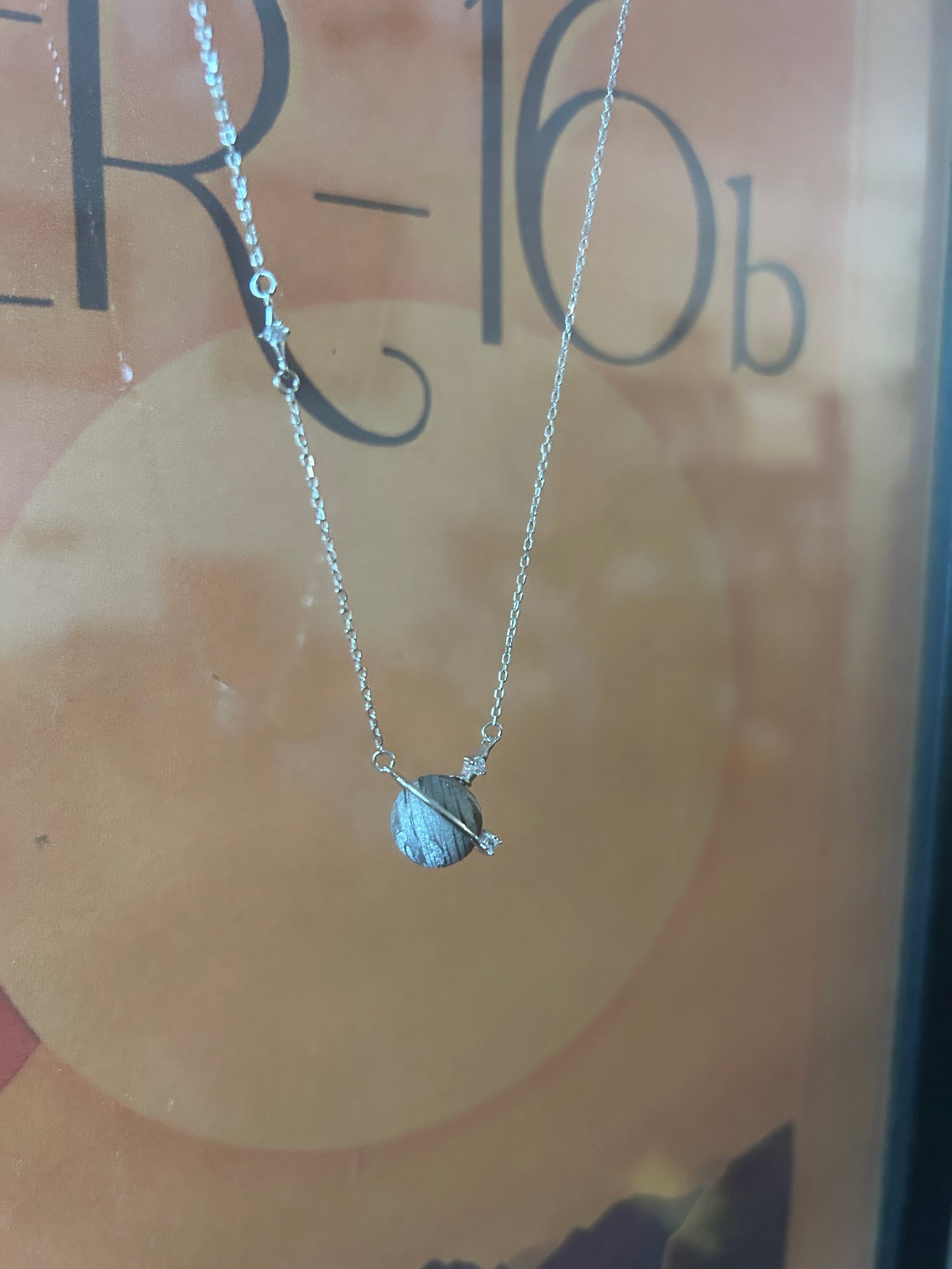 Altai Meteorite Necklace: 925 Silver Jupiter Rings Pendant, Christmas gift, Planetary Meteorite Necklaces