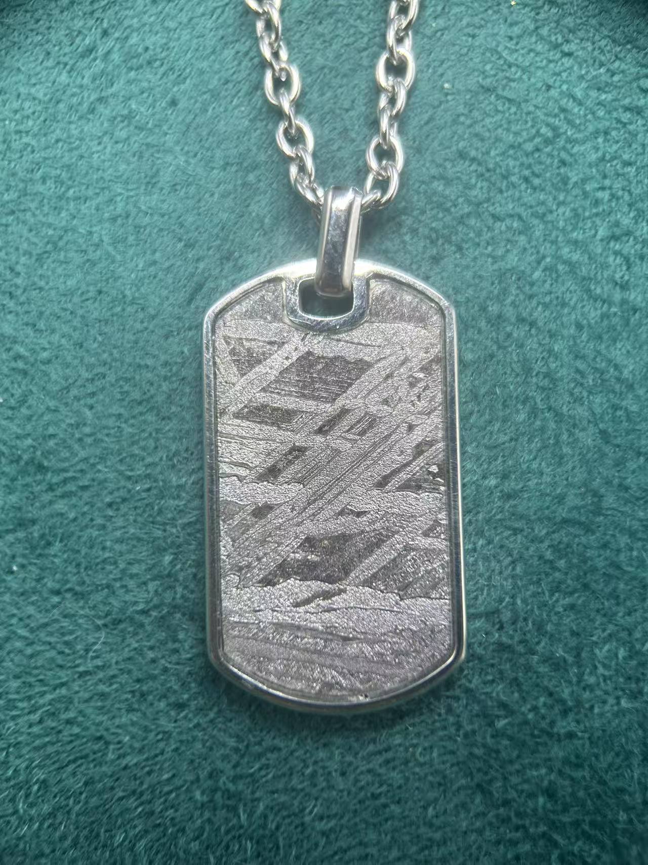 Top Quality Aletai Iron Meteorite Tag Pendant/Meteorite Necklace/High Quality Widmanstanden Pattern