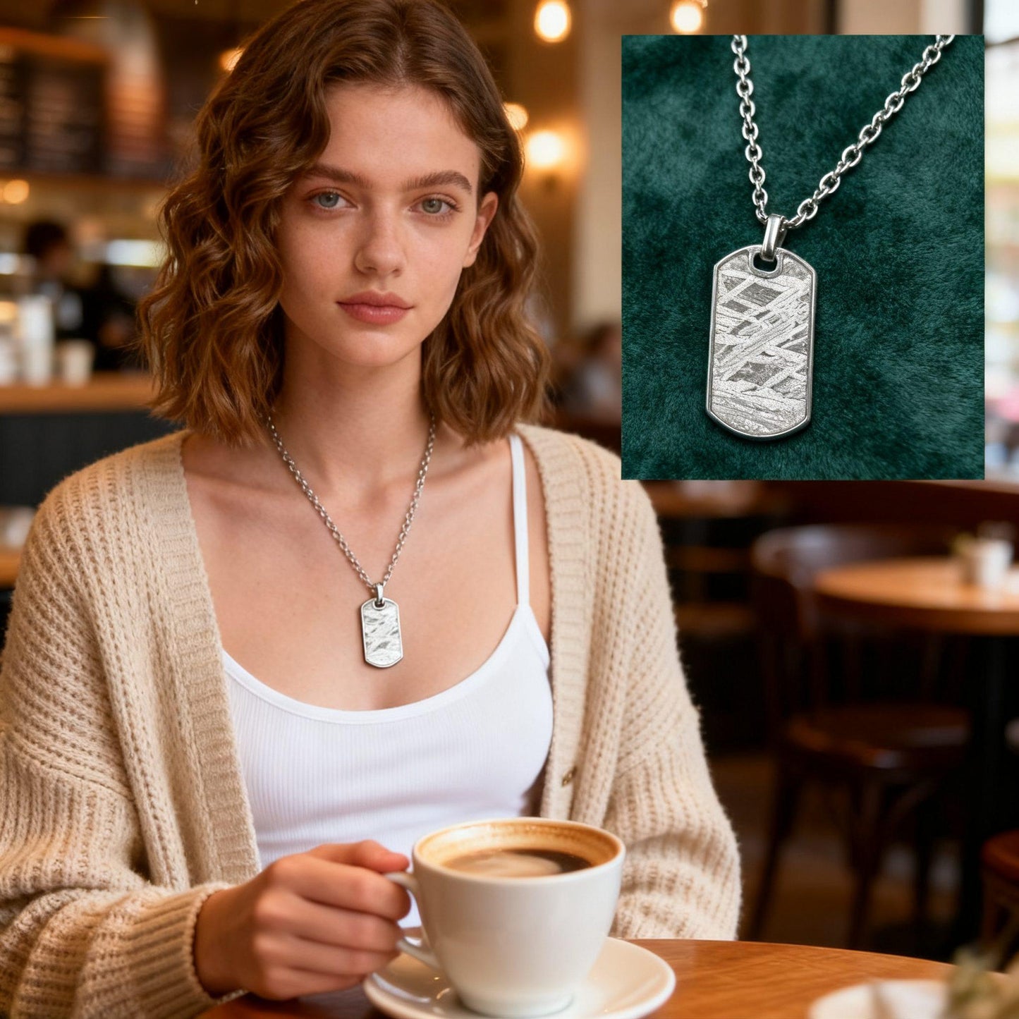 Top Quality Aletai Iron Meteorite Tag Pendant/Meteorite Necklace/High Quality Widmanstanden Pattern