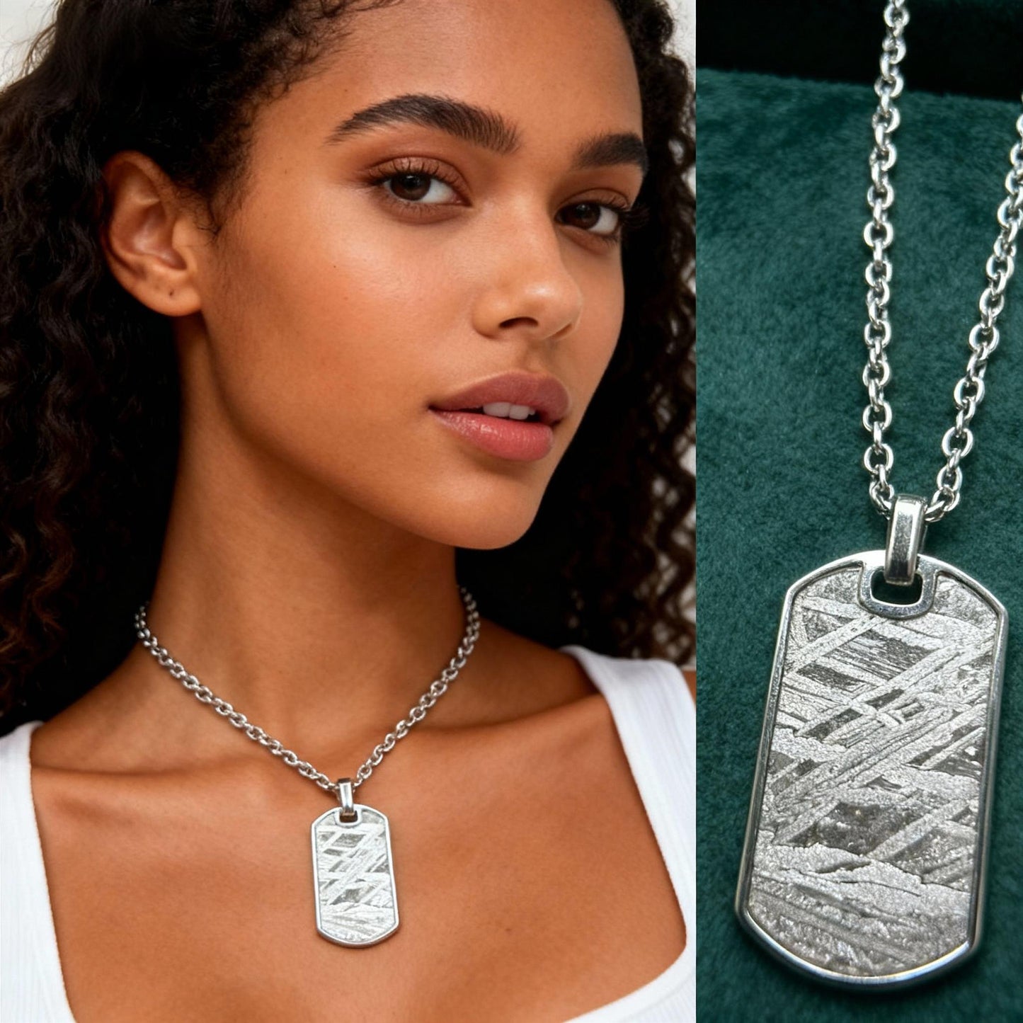 Top Quality Aletai Iron Meteorite Tag Pendant/Meteorite Necklace/High Quality Widmanstanden Pattern