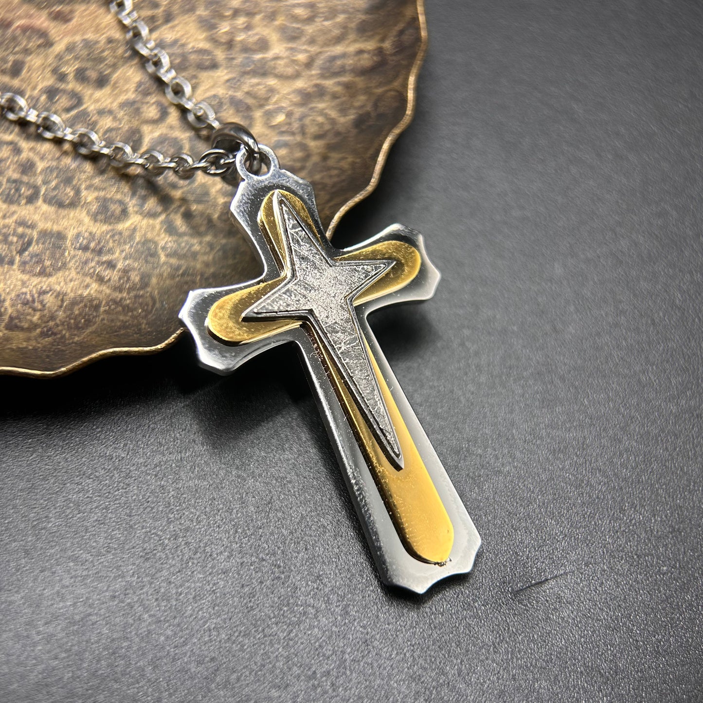 Iron Meteorite Cross Pendant|Meteorite Necklace With Gift Box And Certificate 18x35mm