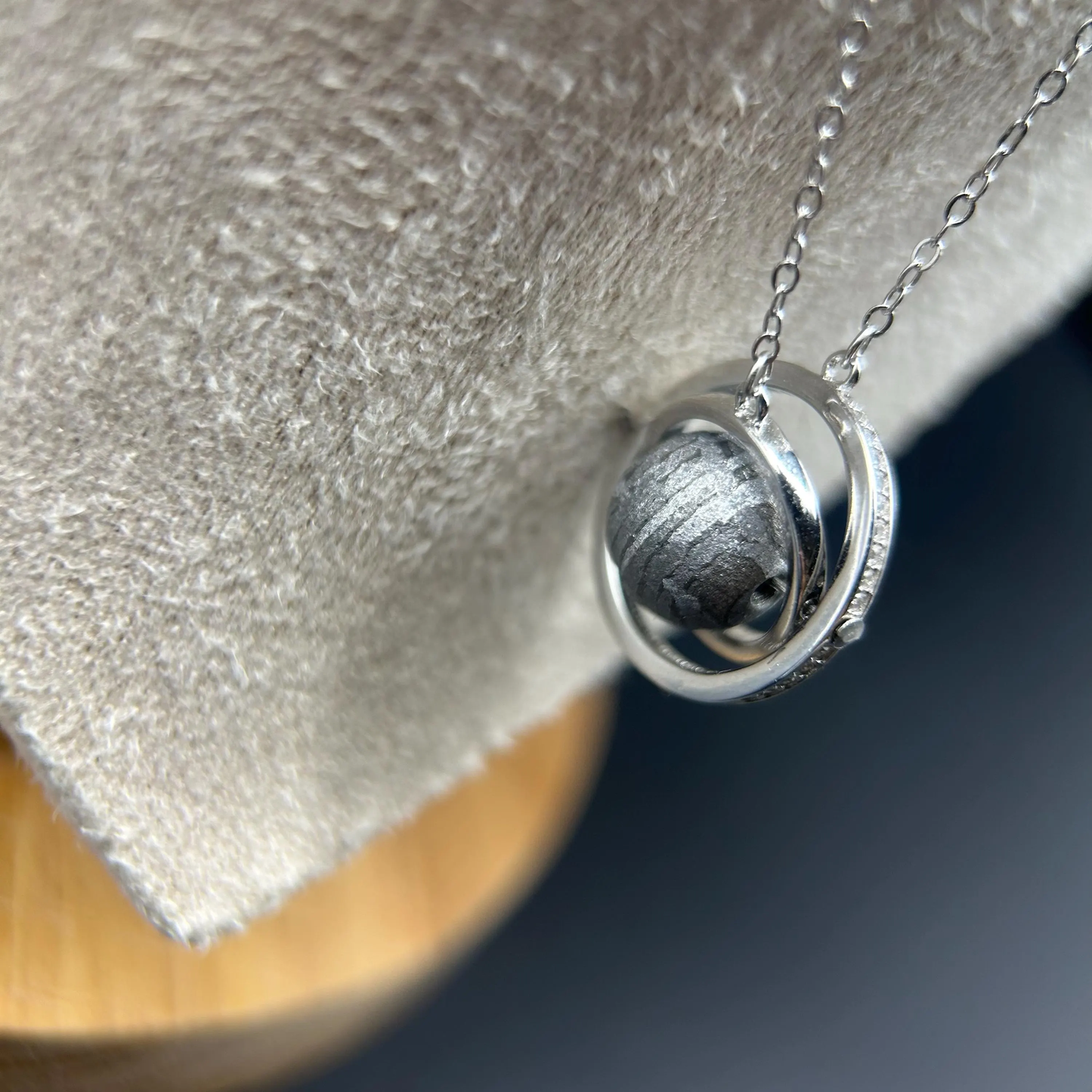 Altai Meteorite Necklace: 925 Silver Planetary Rings Pendant