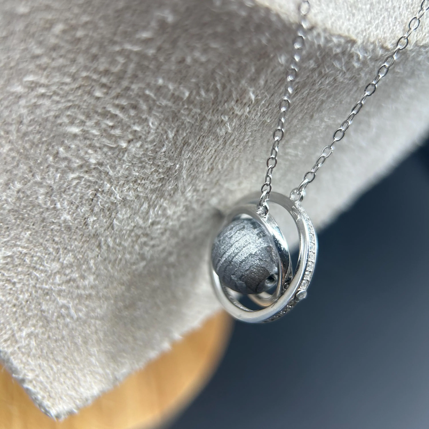 Altai Meteorite Necklace: 925 Silver Planetary Rings Pendant