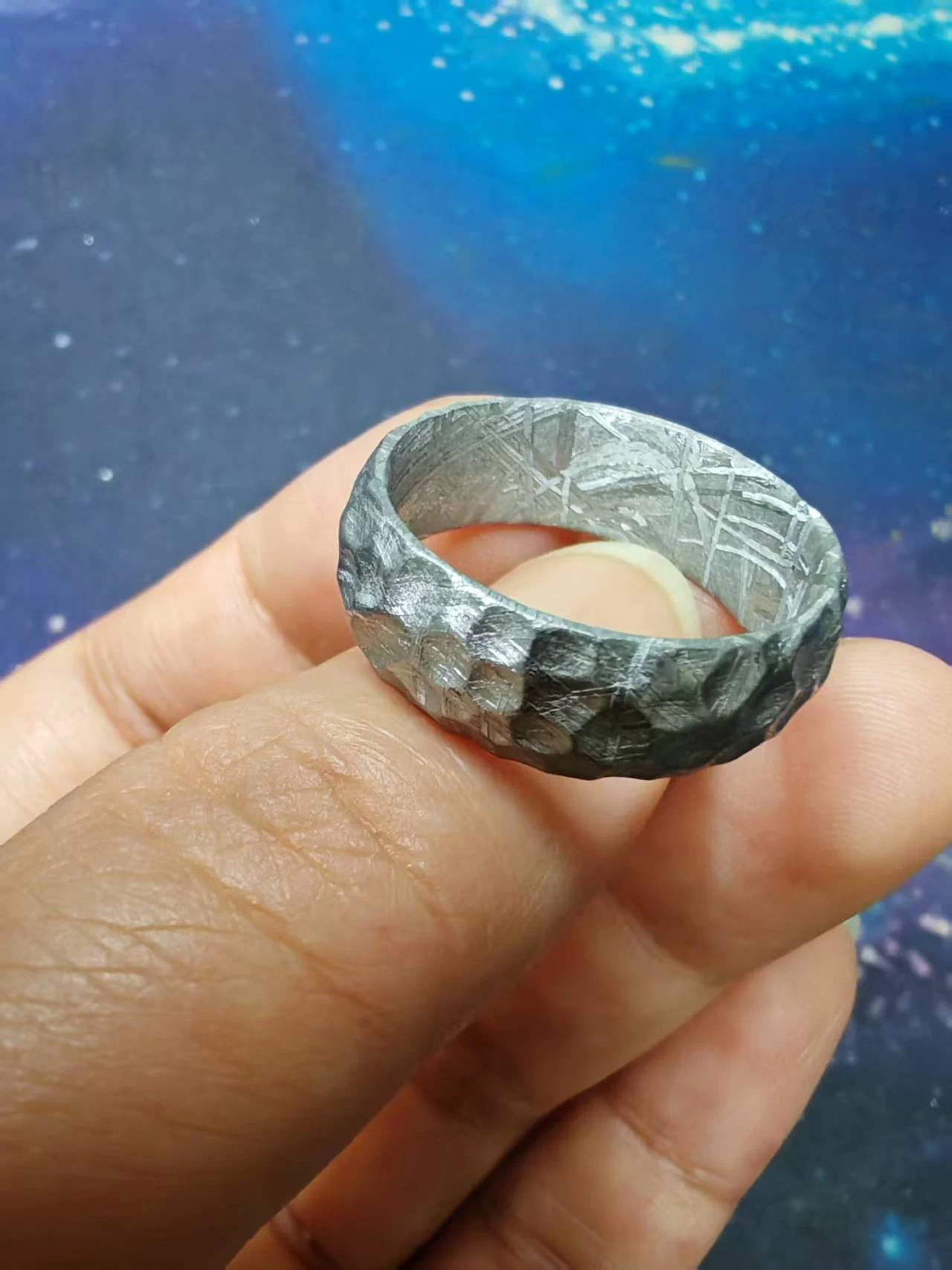 Crater Band: 100% Natural Muonionalusta Meteorite Ring