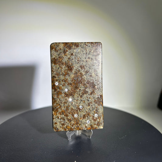 Authentic NWA 869 Chondrite Meteorite Plaque | Real Space Rock | Meteorite Specimen | The Big Dipper Inlay | 40×60×5mm | Gift‑Ready + COA