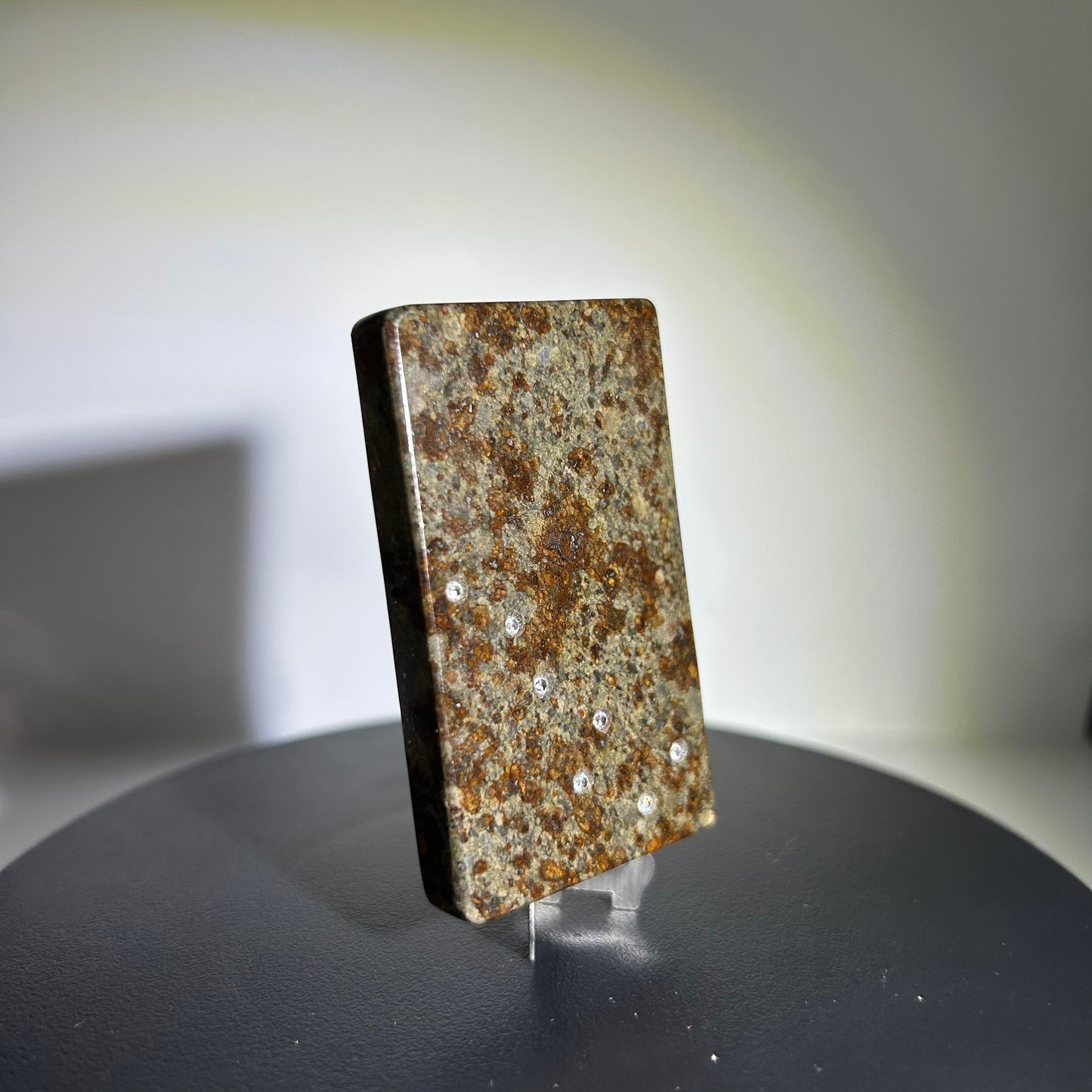 Authentic NWA 869 Chondrite Meteorite Plaque | Real Space Rock | Meteorite Specimen | The Big Dipper Inlay | 40×60×5mm | Gift‑Ready + COA