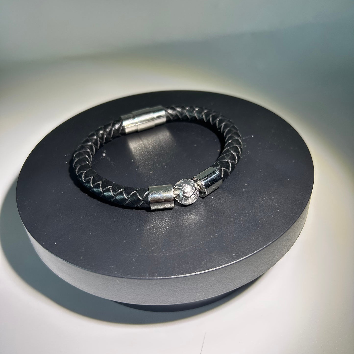 Genuine Iron Meteorite Bead Stretch Bracelet|Widmanstätten Pattern Center Bead | Elastic Wristband | Minimal Unisex Gift